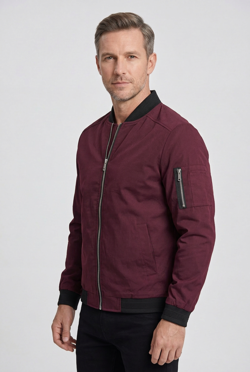 Men’s Bomber Jacket | with Zip Sleeve Pocket - 8