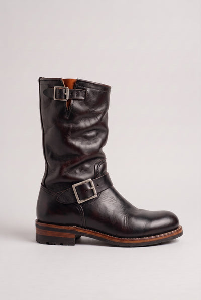 Men's Boots | Buckle Biker Leather-Look - Obsidian Black