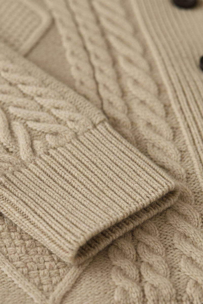 Men's Cardigan | Cable Knit Button Front - 8