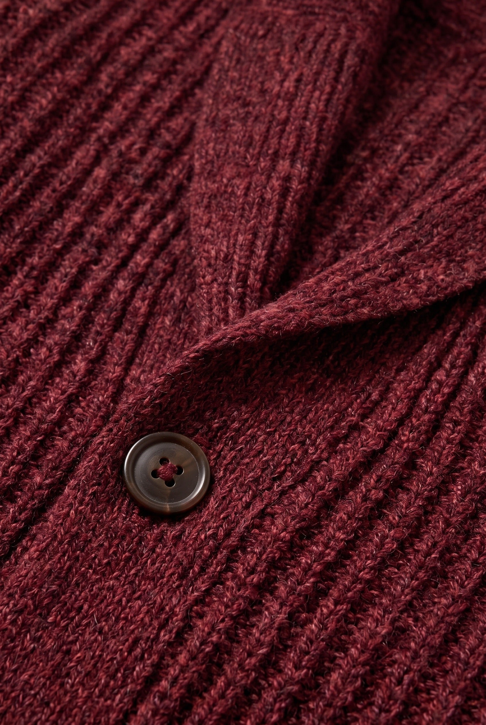 Men's Cardigan | Chunky Knit Shawl Collar - Red detail