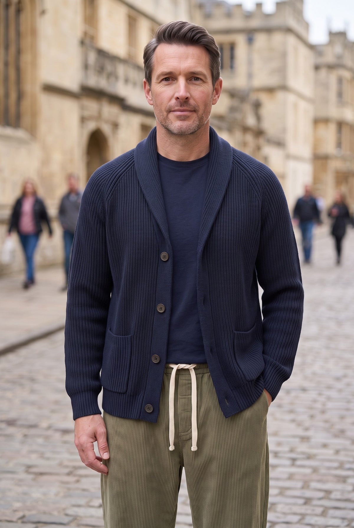 Men's Cardigan | Ribbed Shawl Collar lifestyle