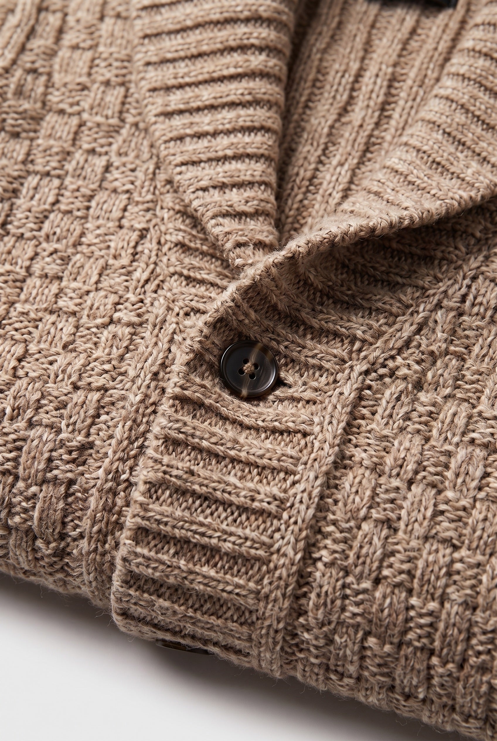 Men's Cardigan | Shawl Collar Cable Knit - Brown detail
