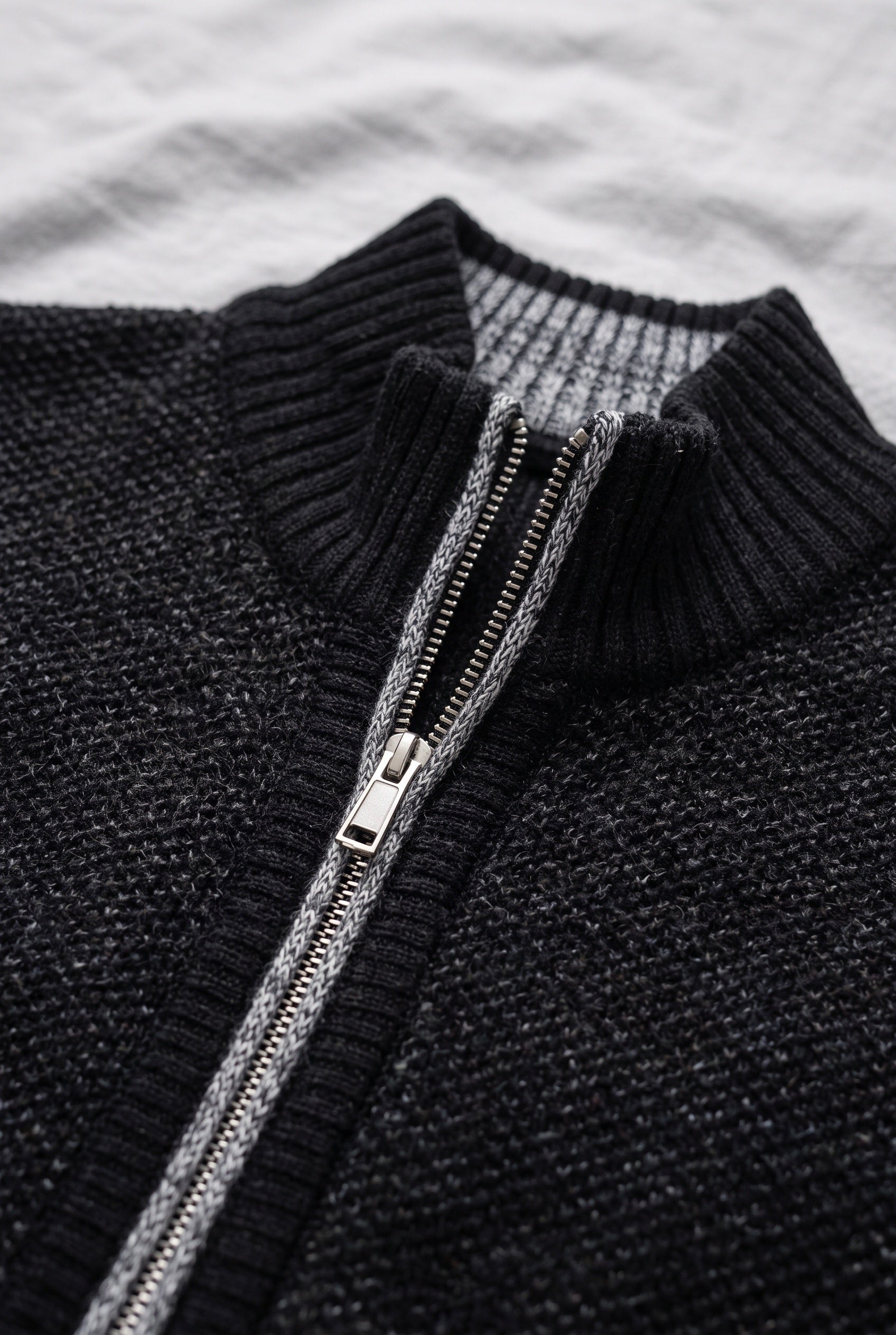 Men's Cardigan | Sleeveless Zip-Up Stand Collar - 3