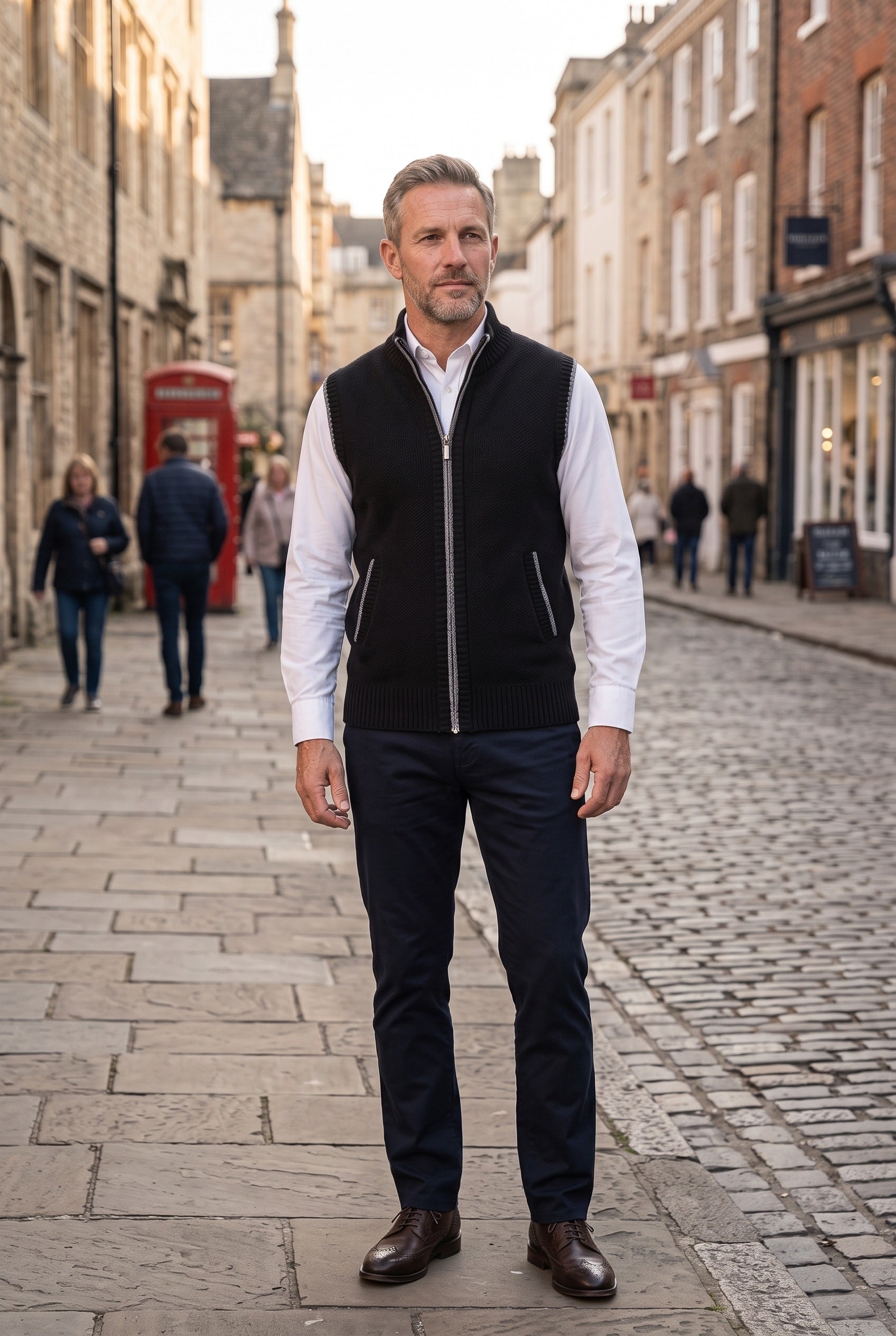 Men's Cardigan | Sleeveless Zip-Up Stand Collar - 4