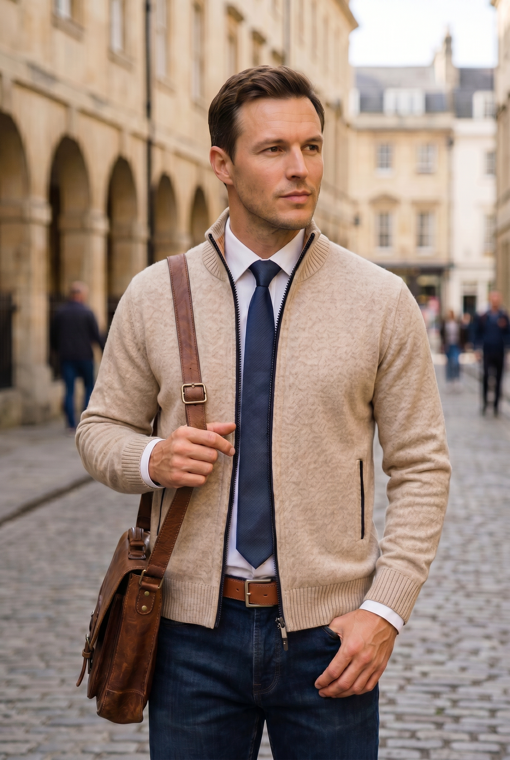Men's Cardigan | Zip Up Knitted Classic-4