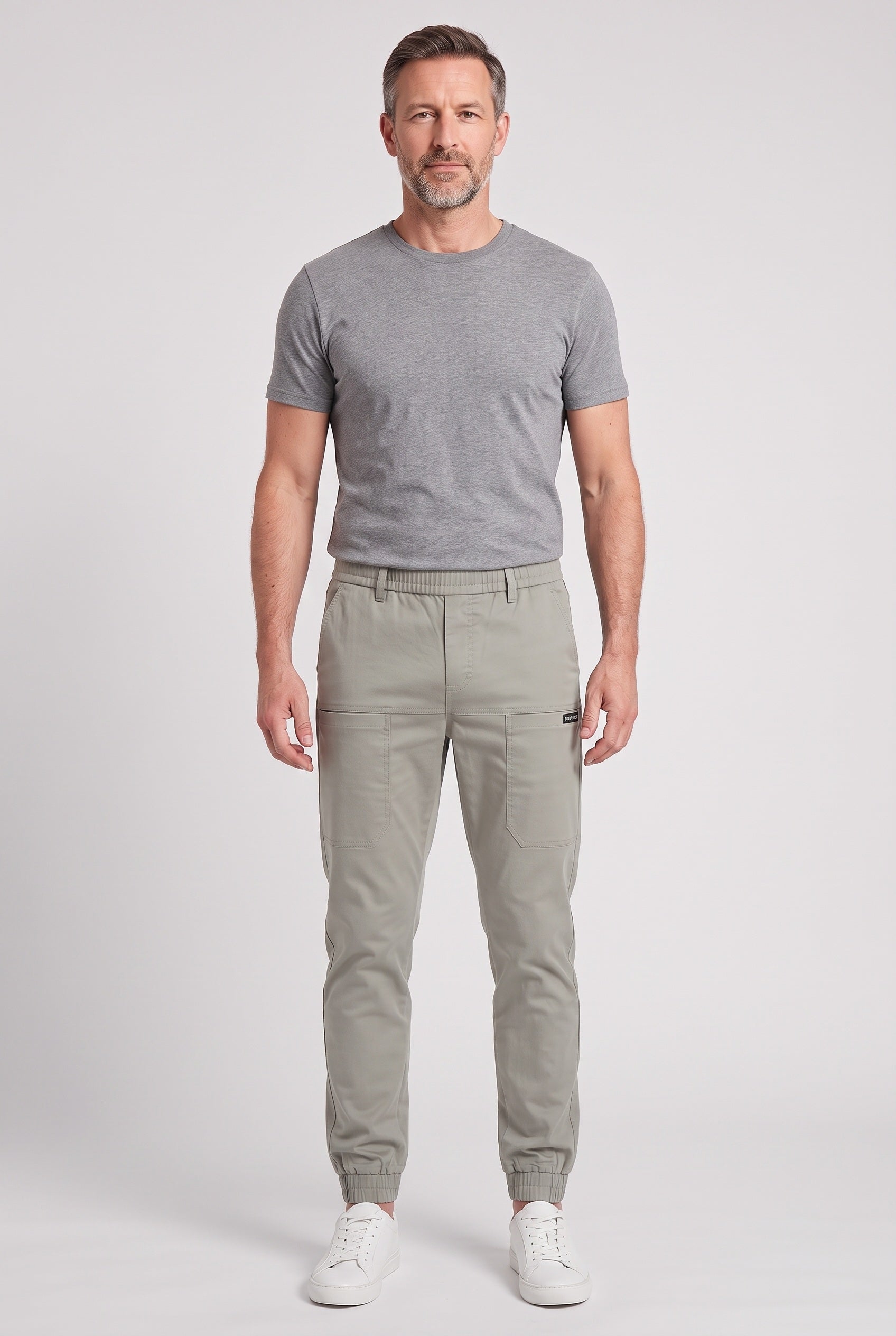 Men's Cargo Trousers | Tapered Stretch Fit - Light Grey