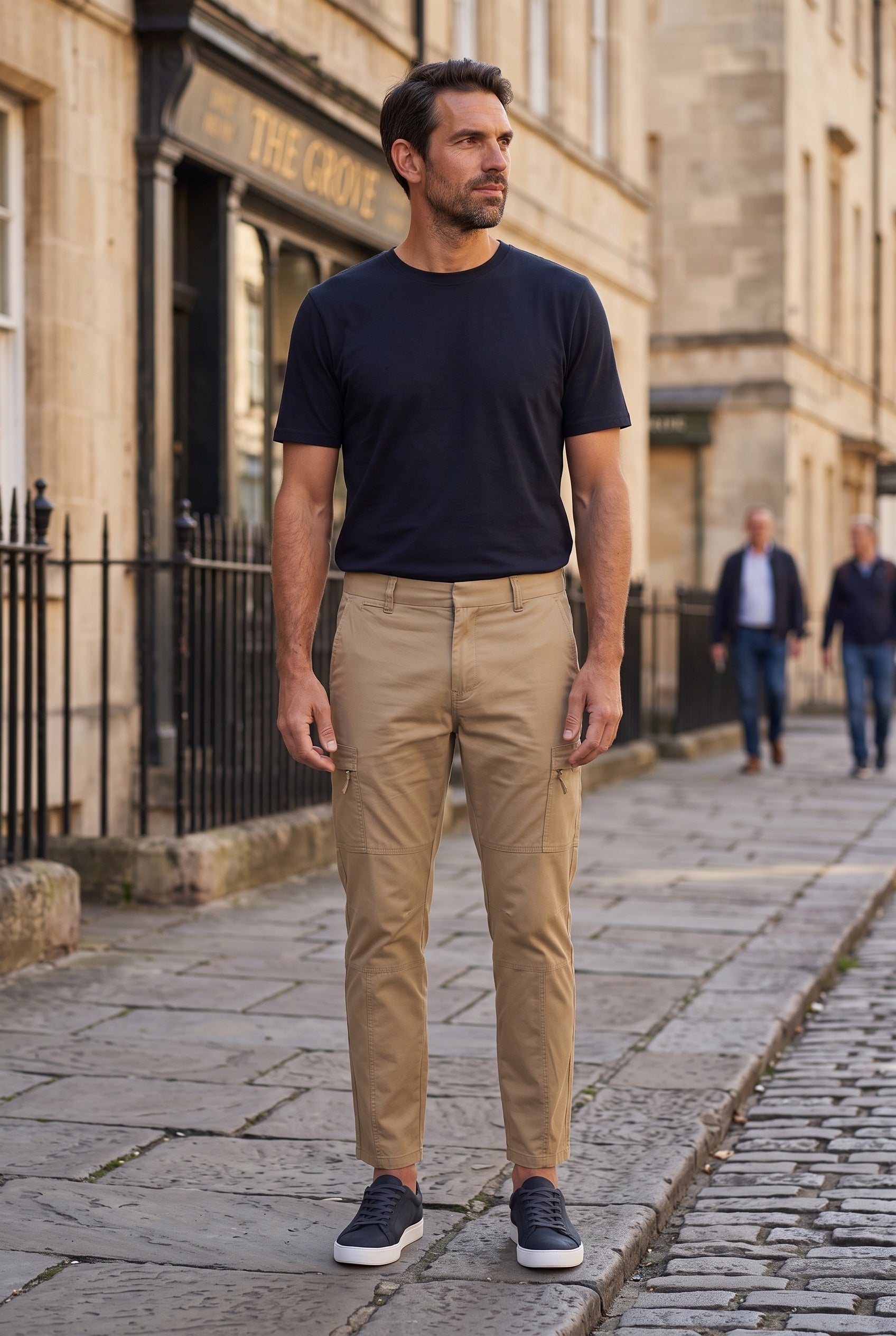 Men's Cargo Trousers | Tapered Utility - Khaki lifestyle