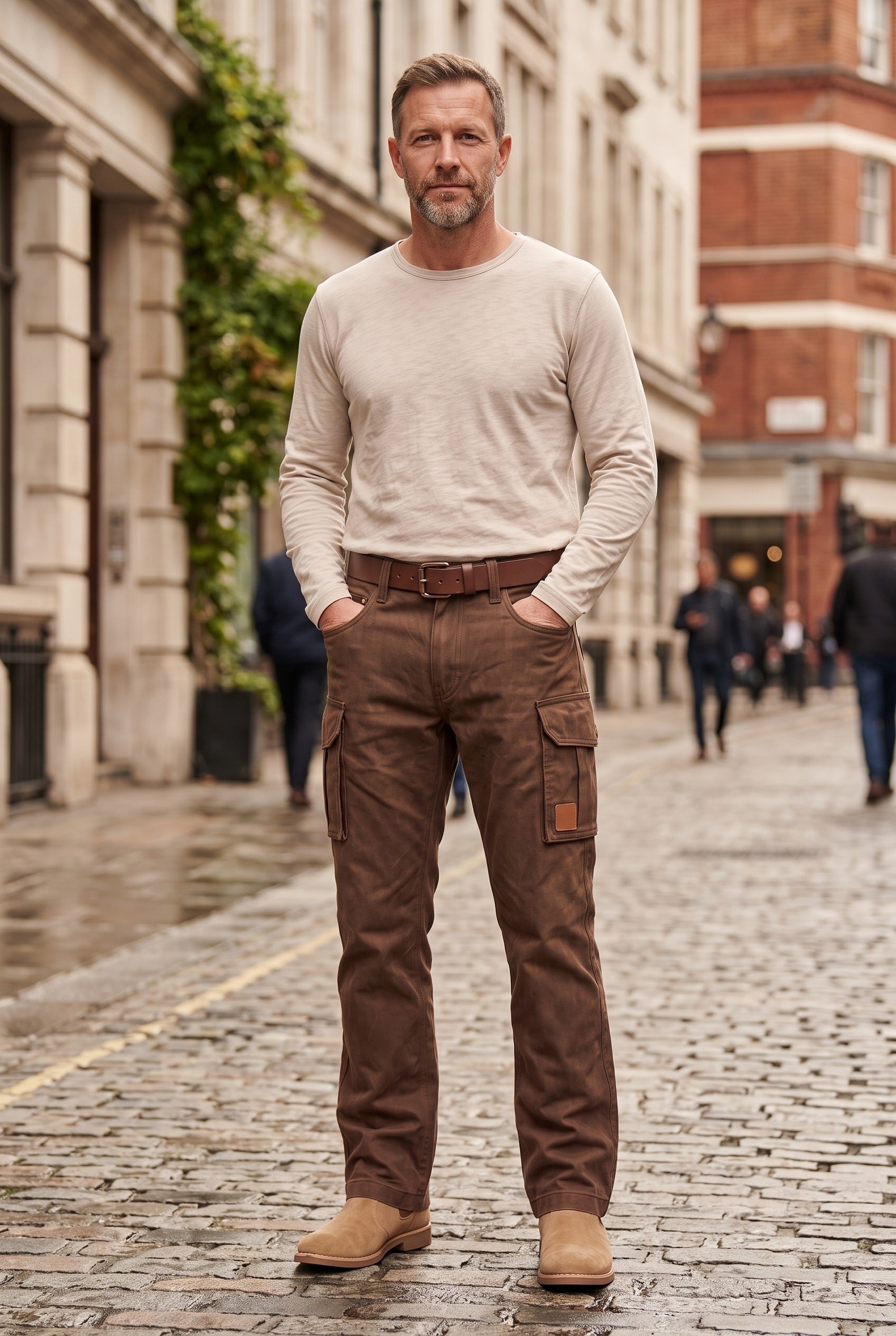 Men's Cargo Trousers | Utility Straight Leg - Brown lifestyle