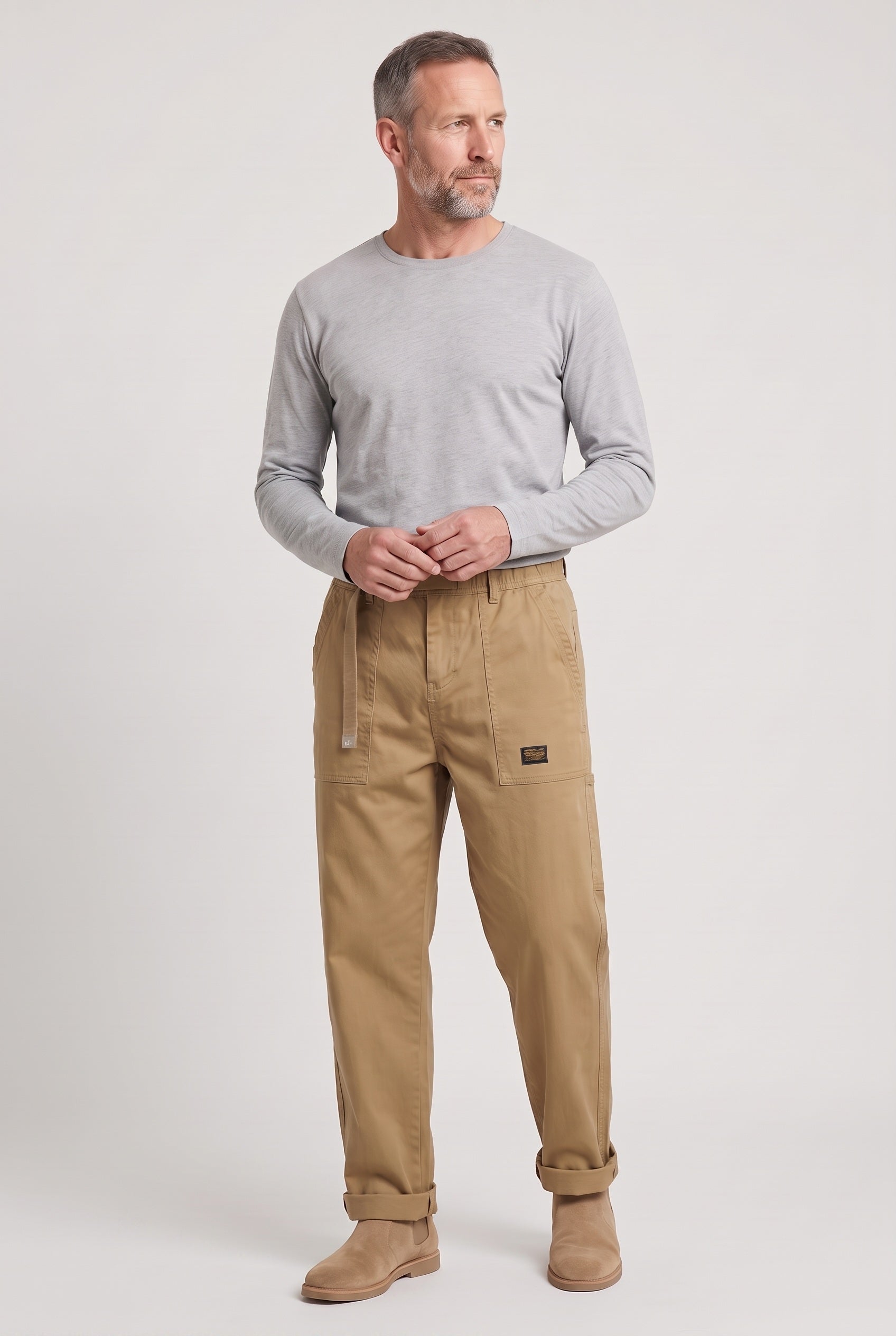 Men's Cargo Trousers | Vintage Utility Straight Leg - Khaki