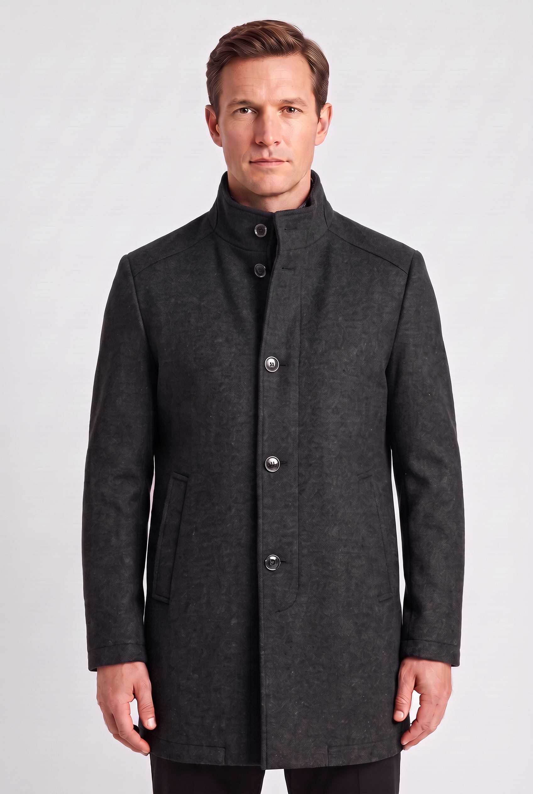 Men's Coat | Stand Collar Overcoat - 3