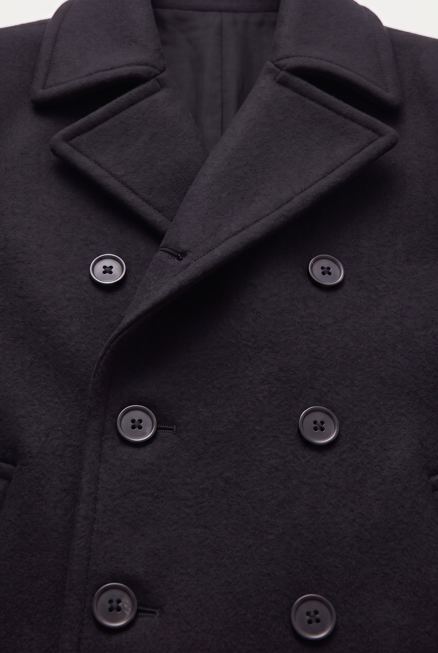 Men's Coat | Double-Breasted Peacoat - Black detail