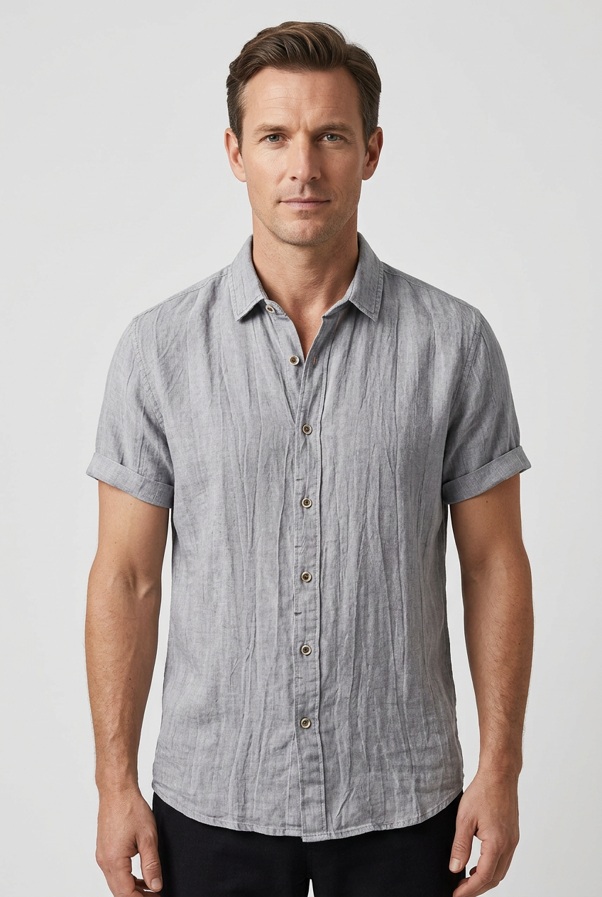 Men's Collared Short Sleeve Casual Shirt | Button Down - 1