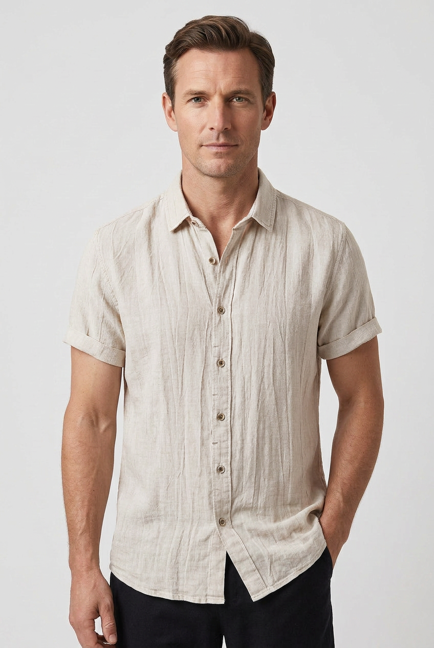 Men's Collared Short Sleeve Casual Shirt | Button Down - 6