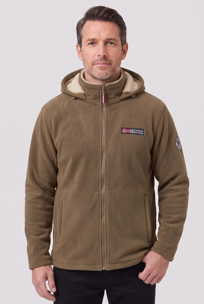 Men's Fleece Jacket | Sherpa-Lined Zip-Up - Beige