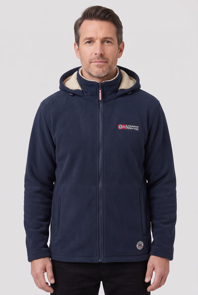 Men's Fleece Jacket | Sherpa-Lined Zip-Up - Navy