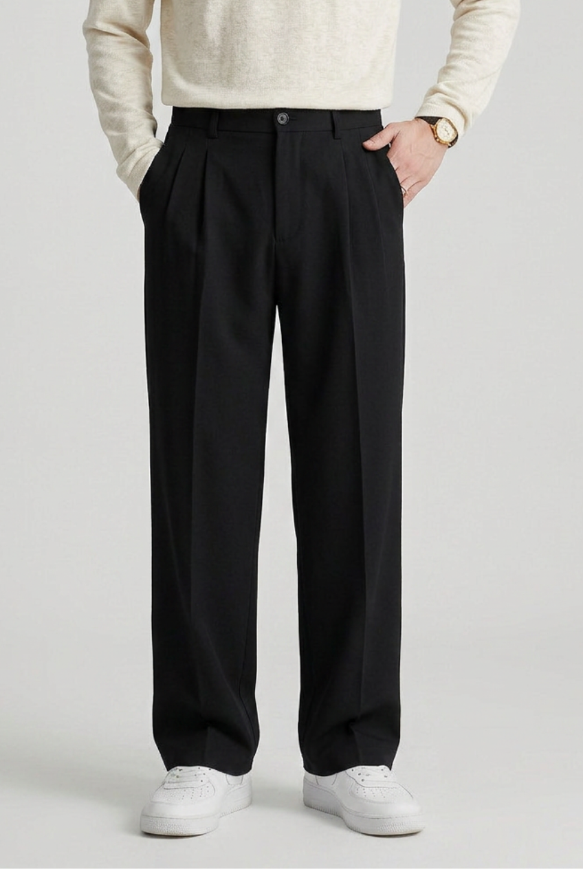 Men's High Waist Pleated Trousers | Straight Leg - 7