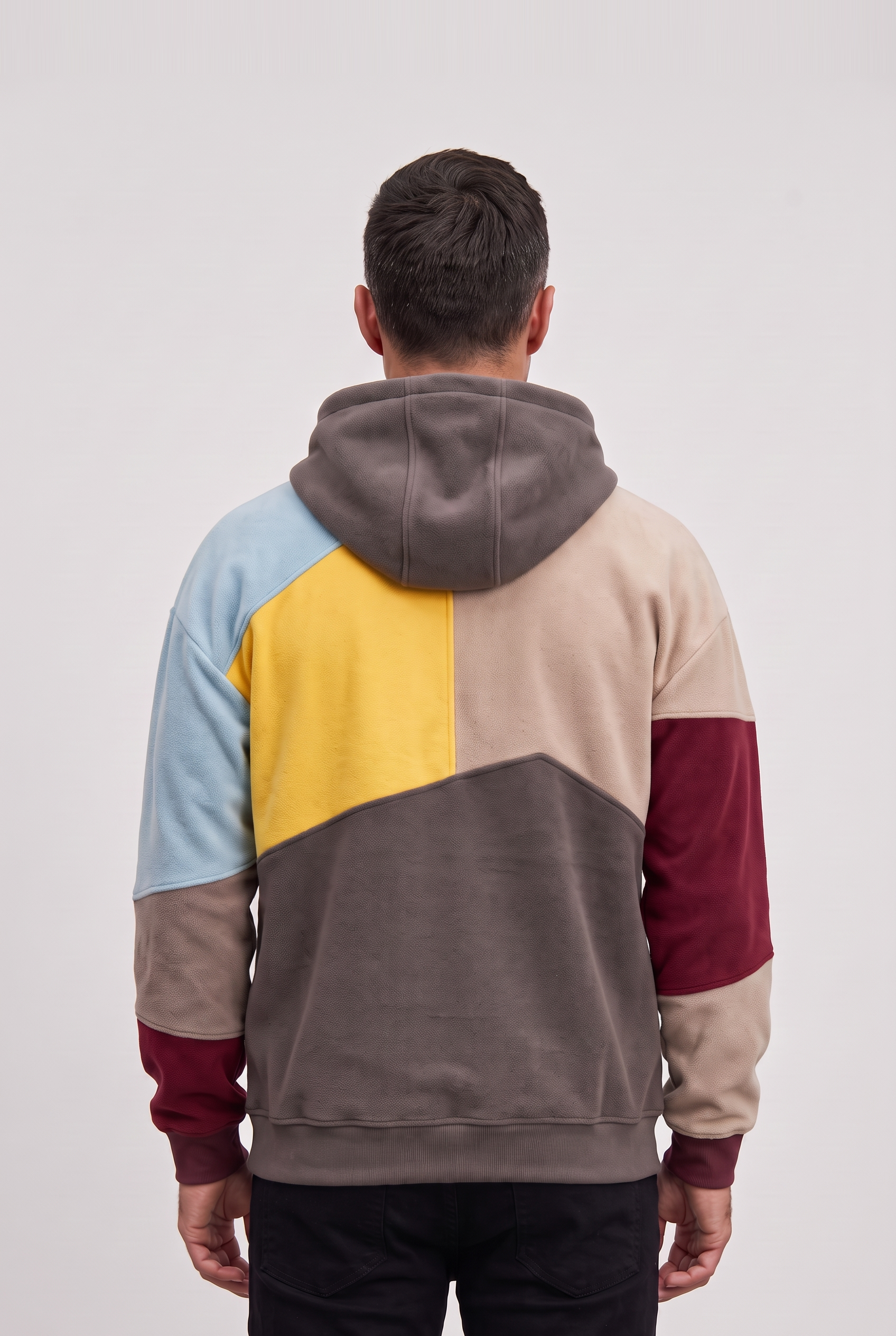 Men's Hoodie | Asymmetric Colour-Block Panels - Multicolour back