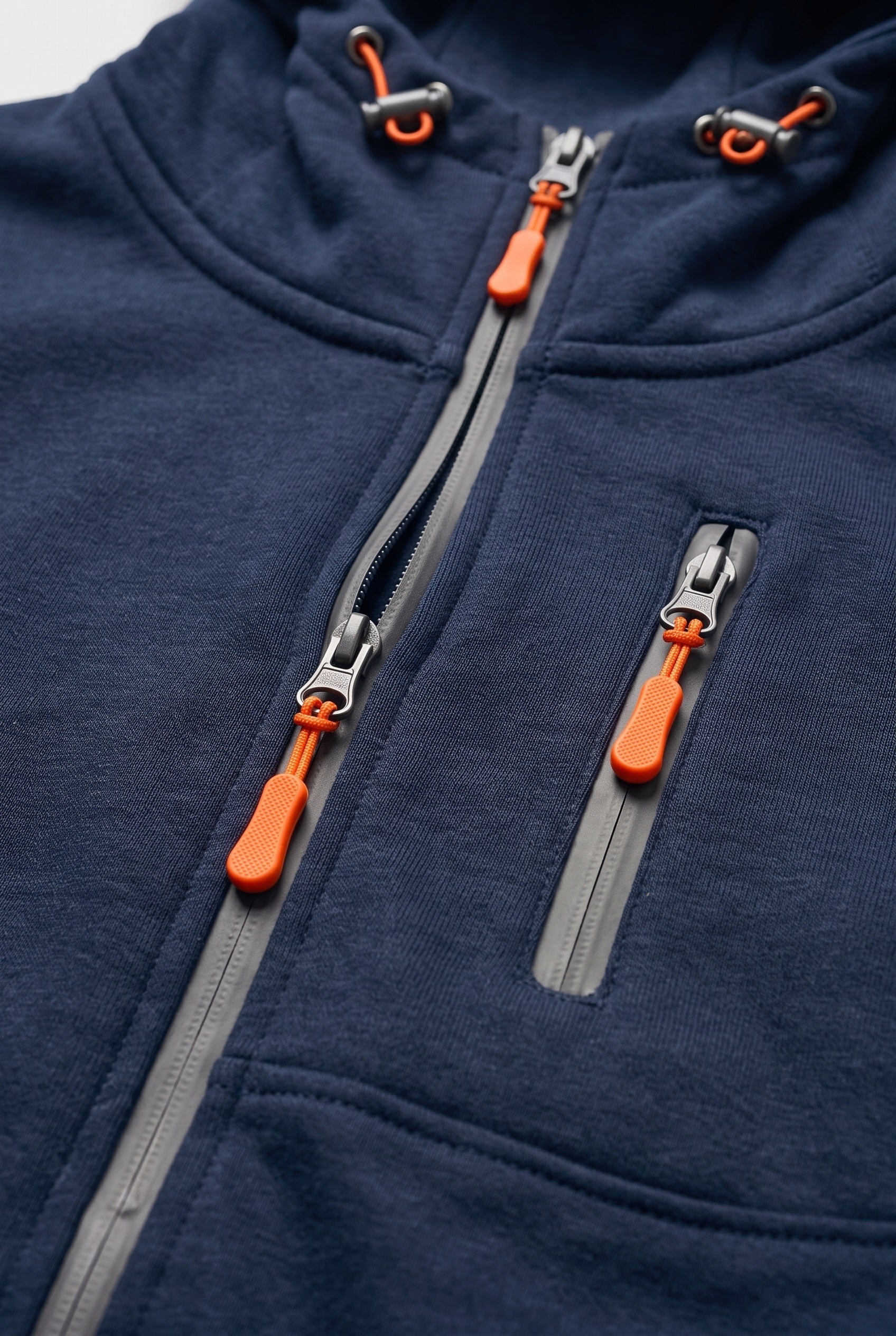 Men's Hoodie | Full Zip with Multiple Zipped Pockets - Navy Blue detail