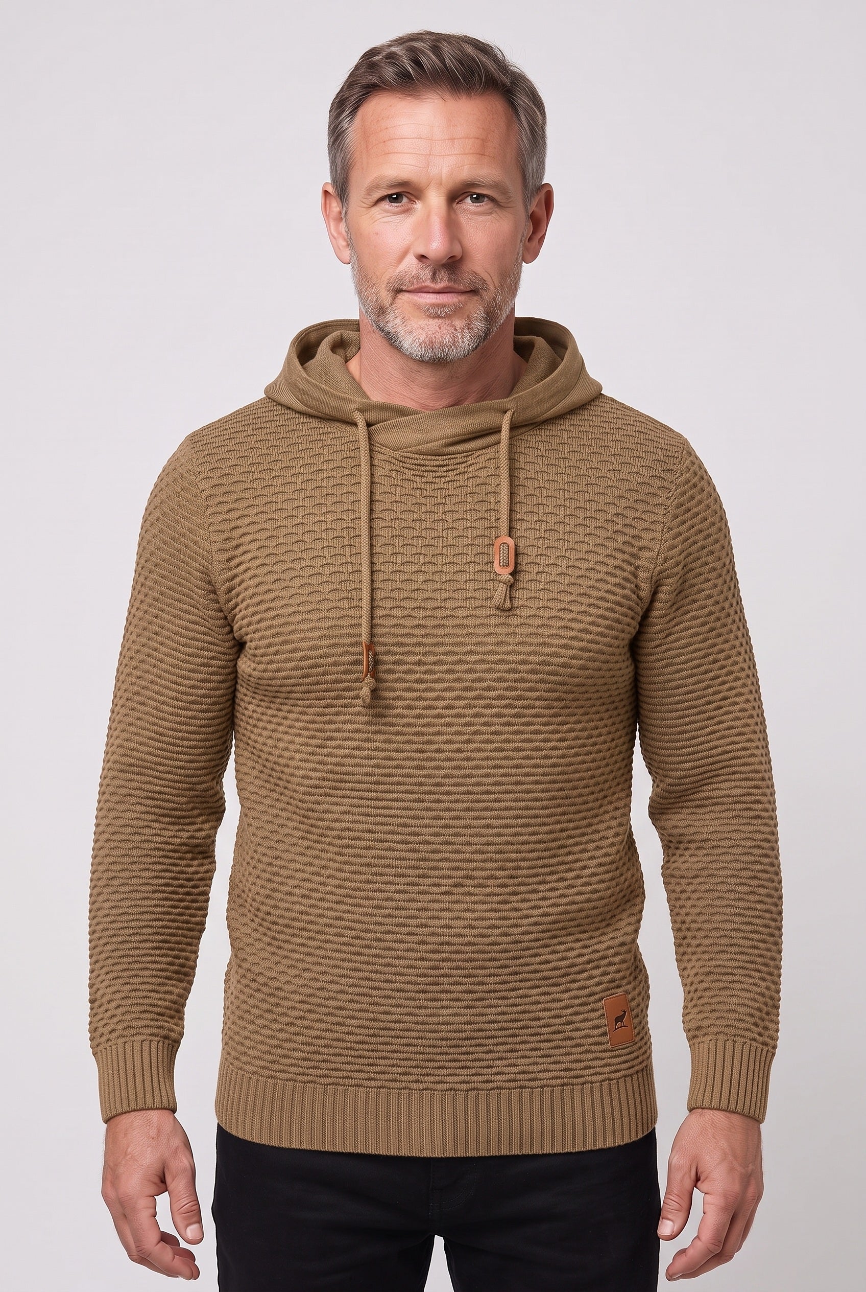 Men's Hoodie | Honeycomb Knit Drawstring - Tan