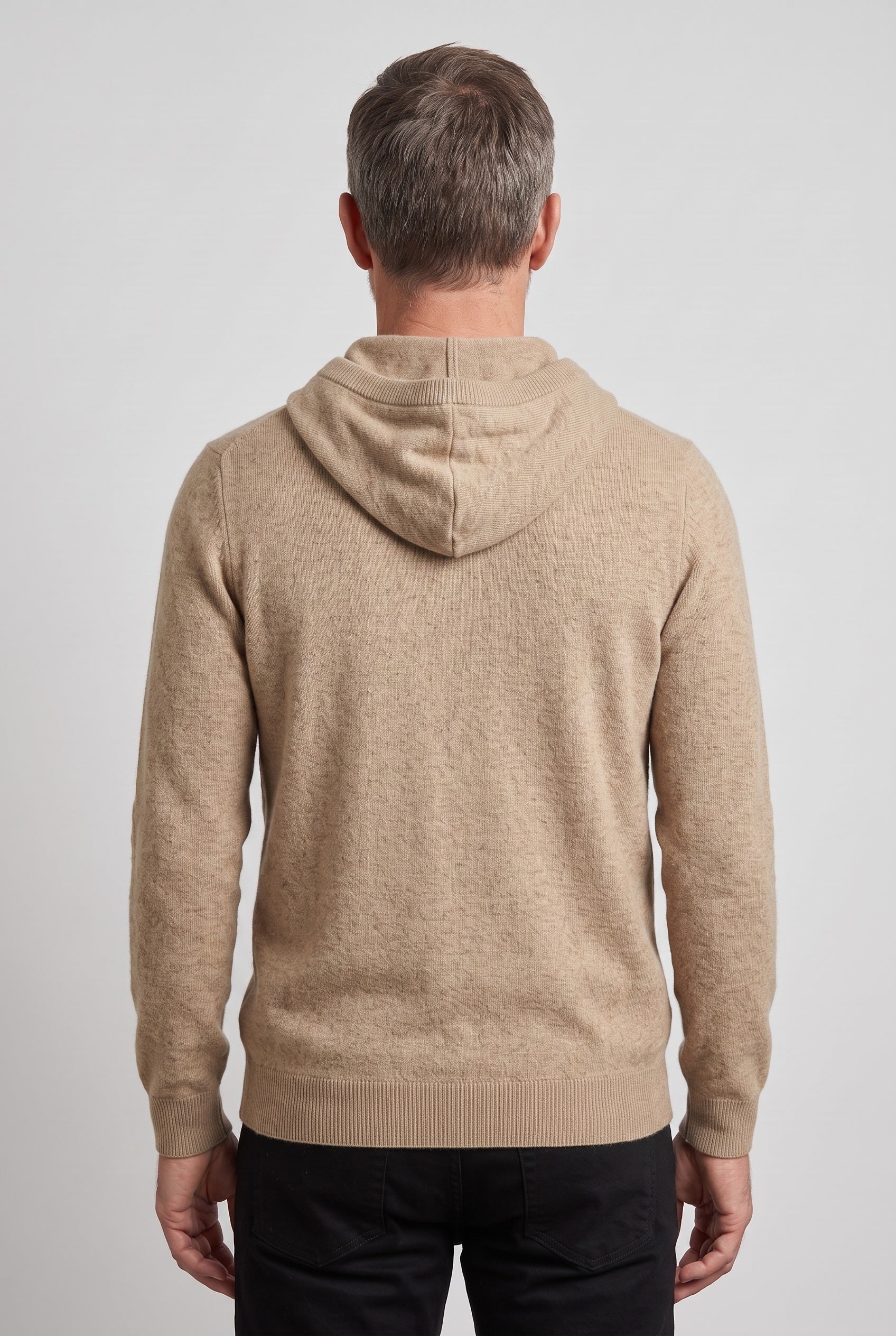 Men's Hoodie | Knitted Drawstring Pullover - Camel back