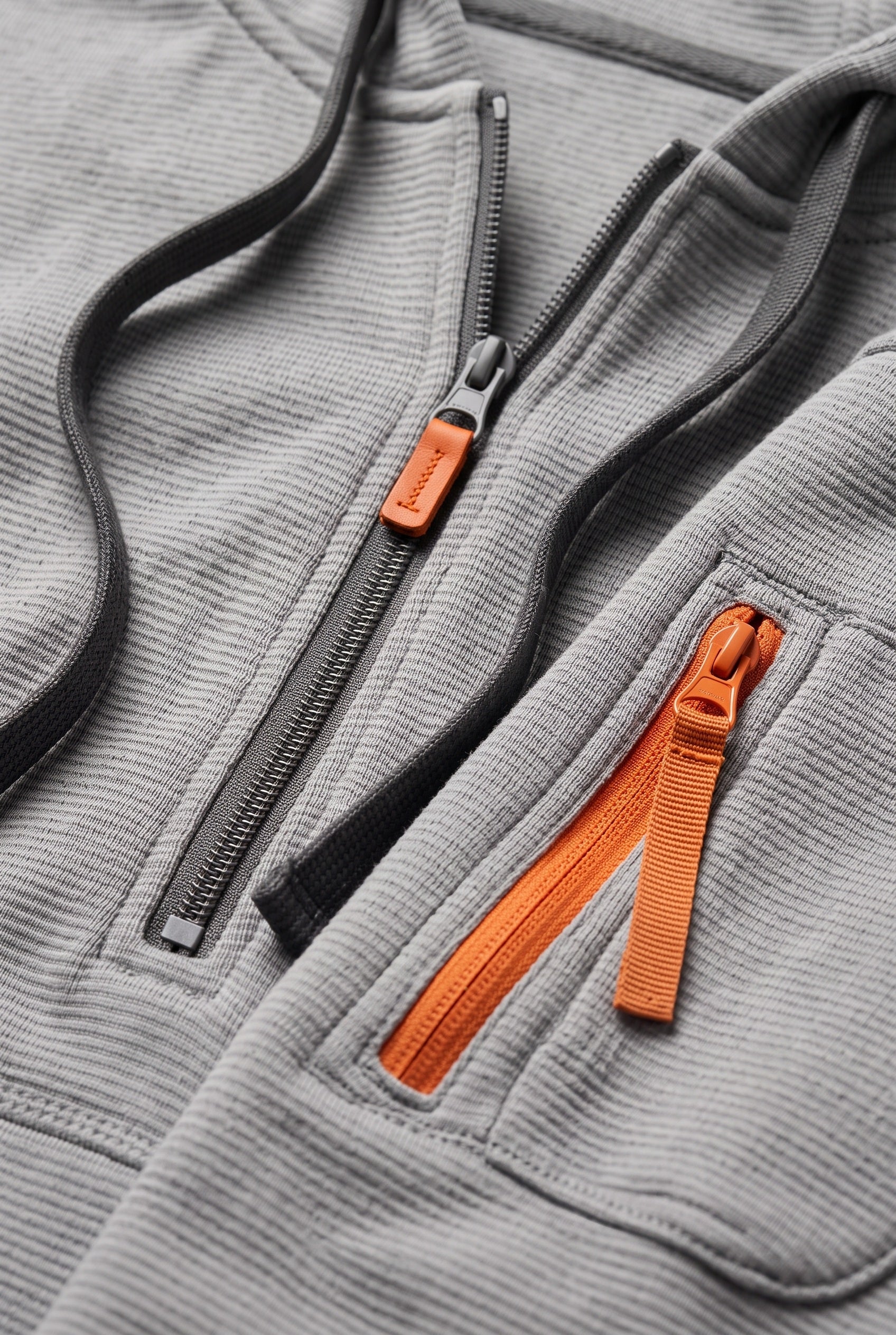 Men's Hoodie | Quarter Zip with Multiple Pockets - Light Grey detail