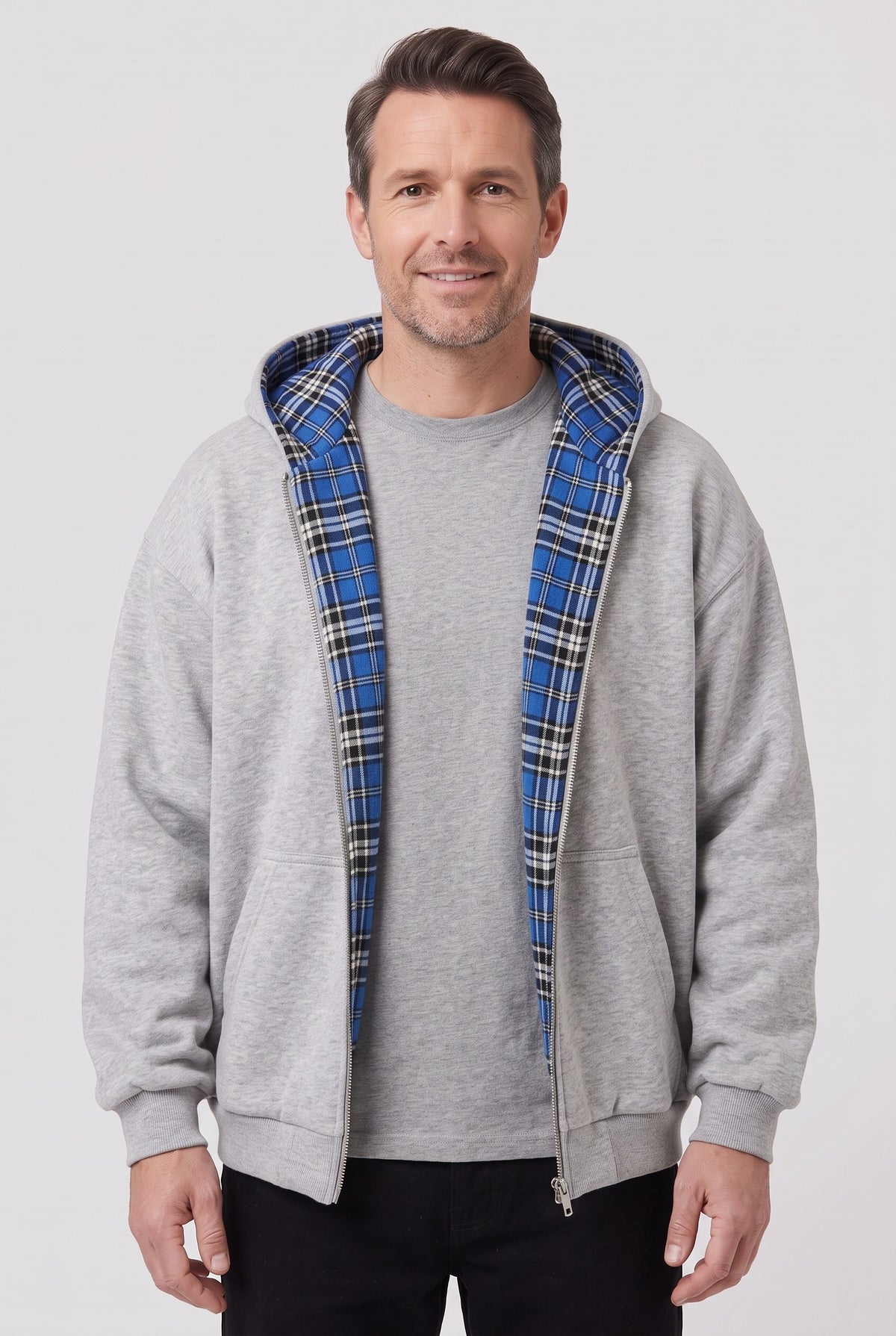 Men's Hoodie | Reversible Zip-Up - Grey