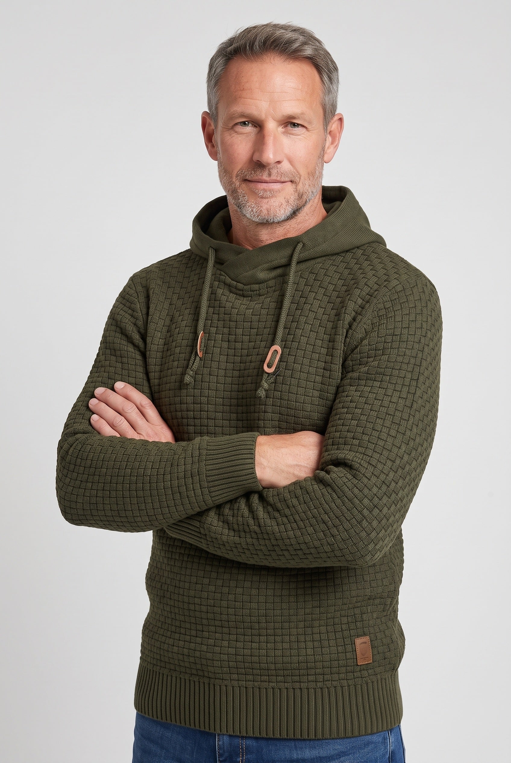 Men's Hoodie | Waffle Knit Pullover - Army Green