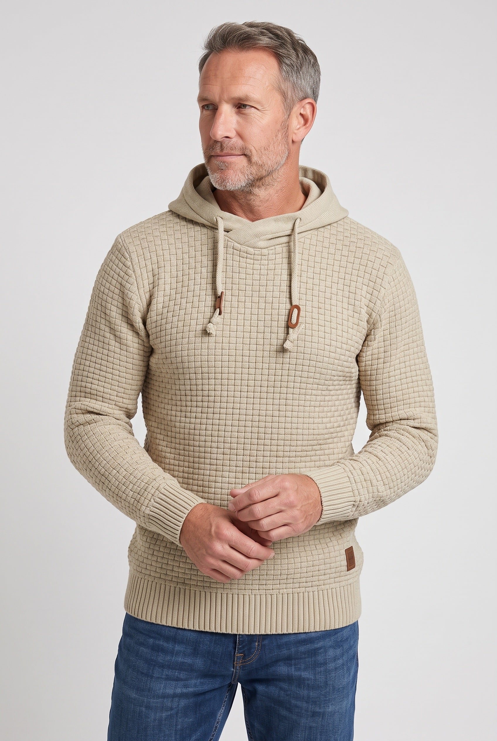 Men's Hoodie | Waffle Knit Pullover - Khaki