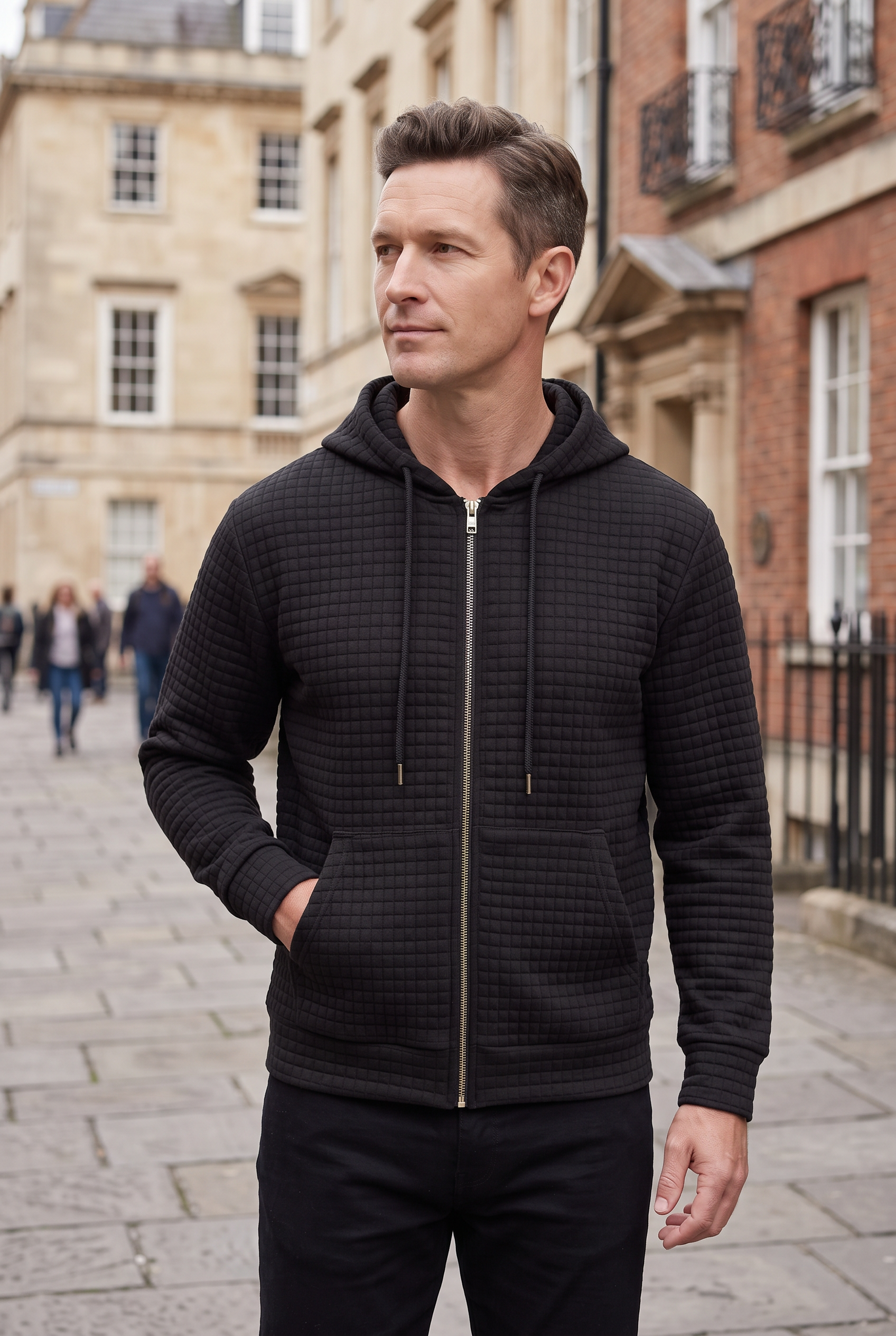 Men's Hoodie | Zip-Up Waffle Knit - 3