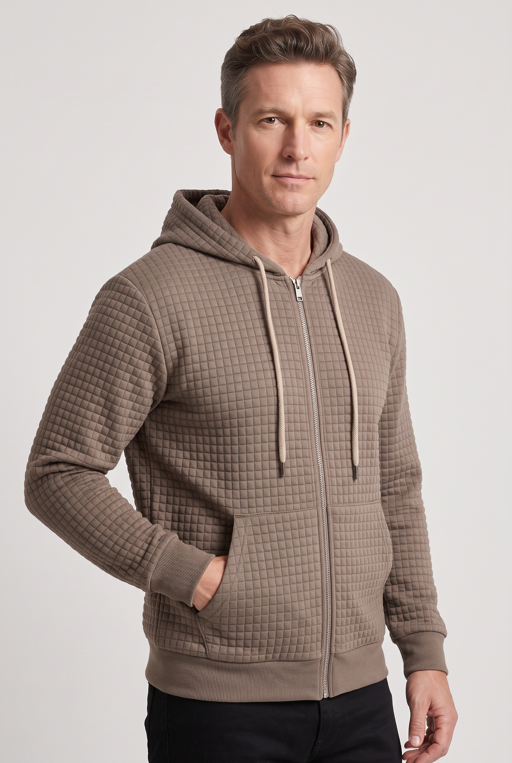 Men's Hoodie | Zip-Up Waffle Knit - 6