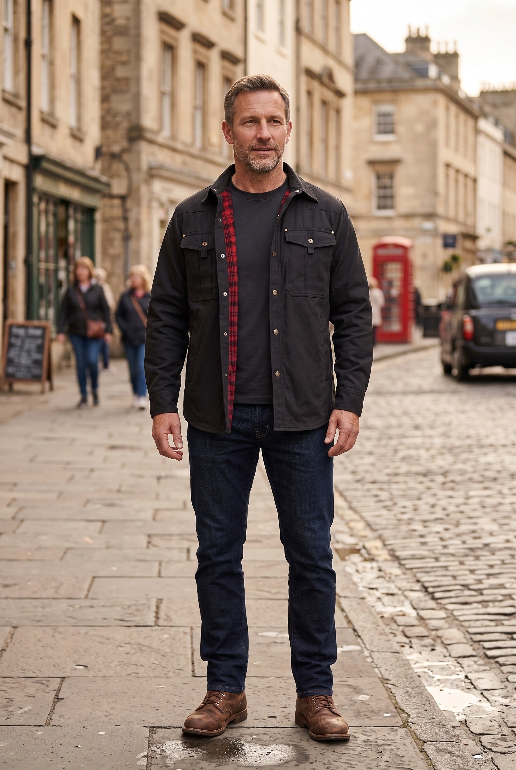 Men's Jacket | Flannel-Lined Shacket - BLACK lifestyle