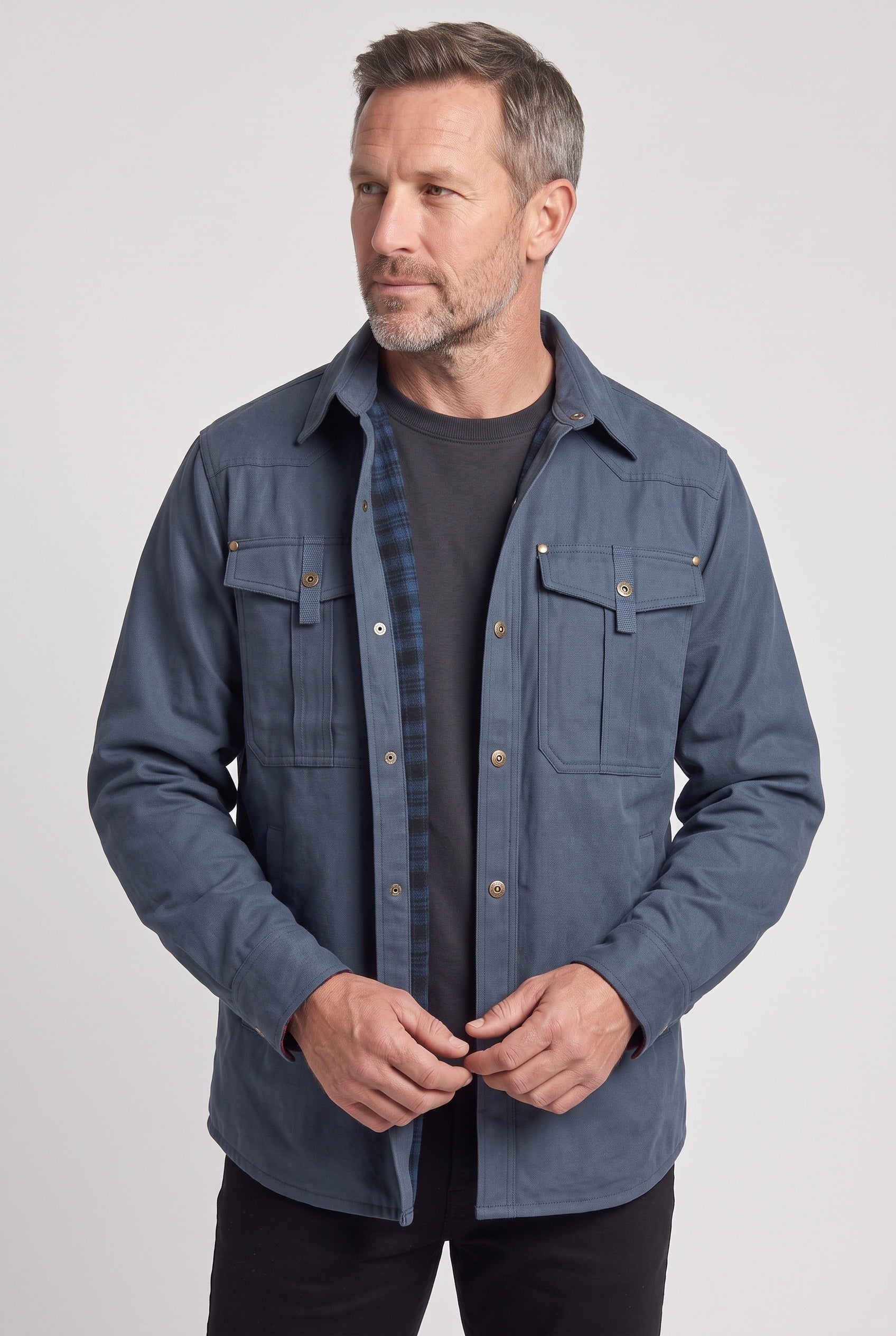 Men's Jacket | Flannel-Lined Shacket - BLUE