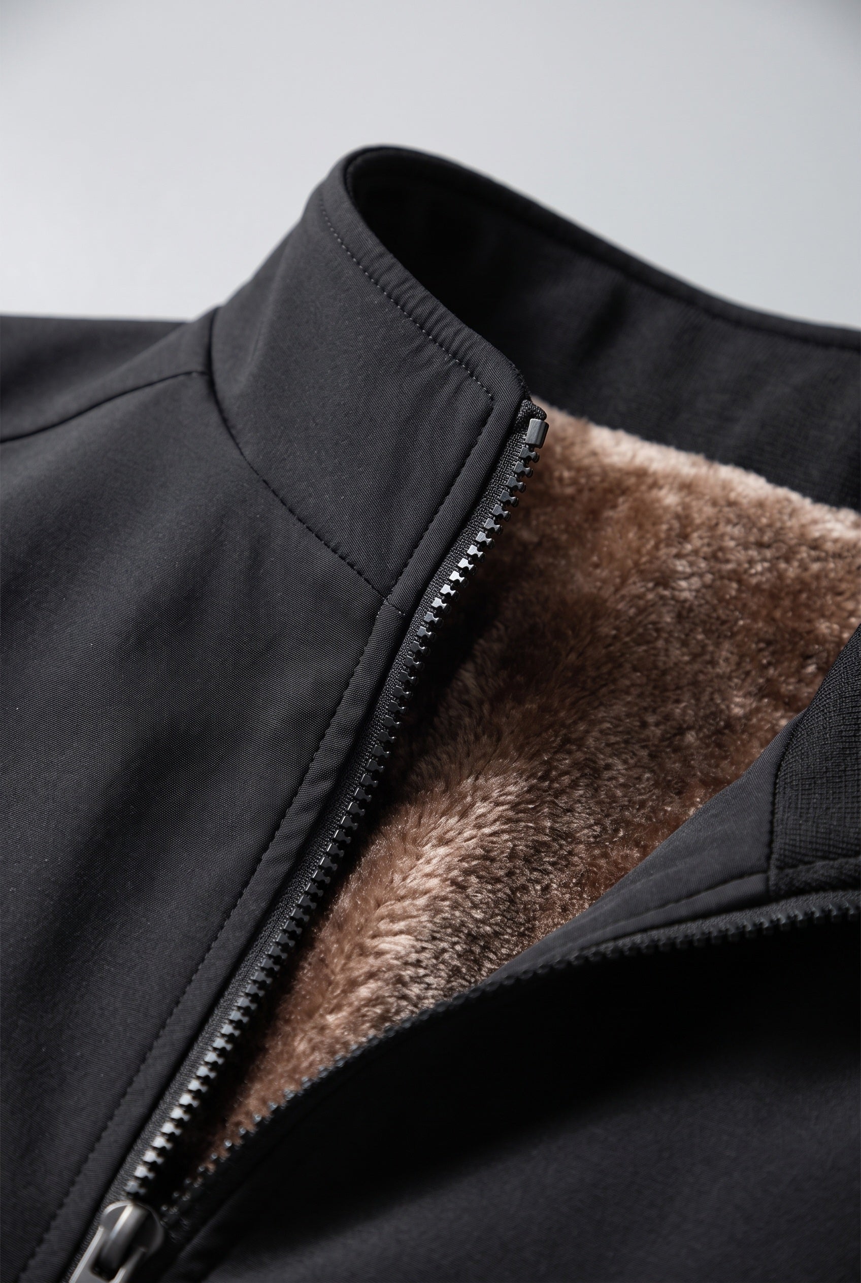 Men's Jacket | Fleece-Lined Stand Collar - Black detail