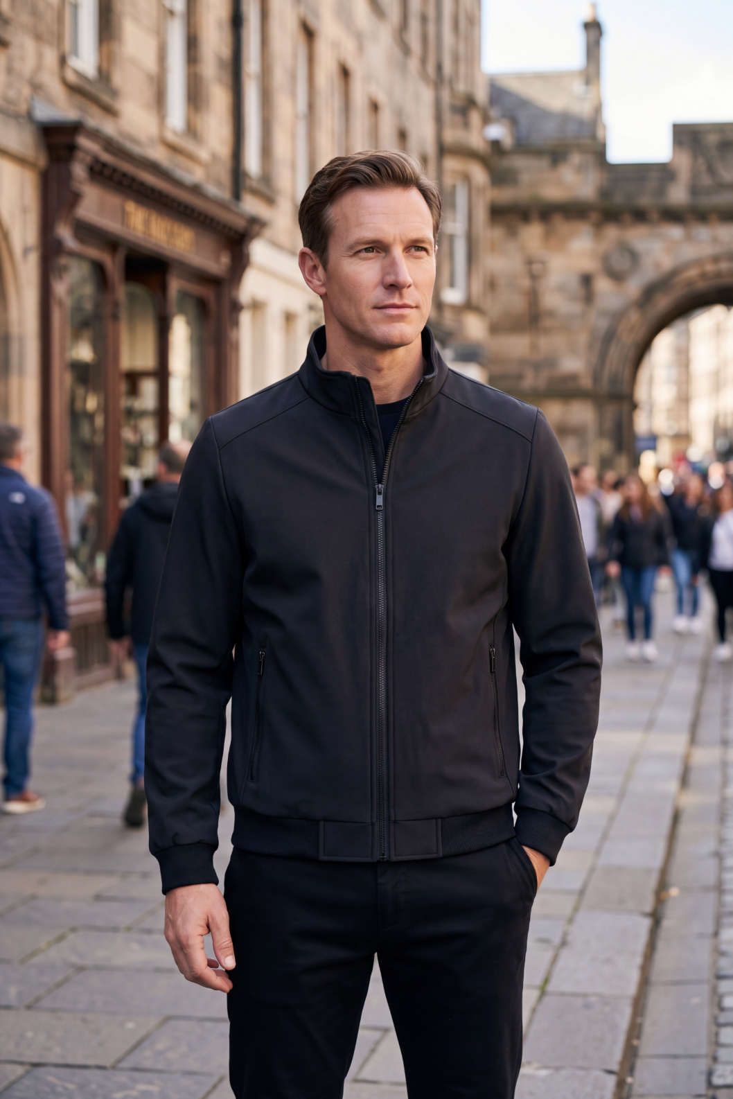 Men's Jacket | Fleece-Lined Stand Collar - Black 3