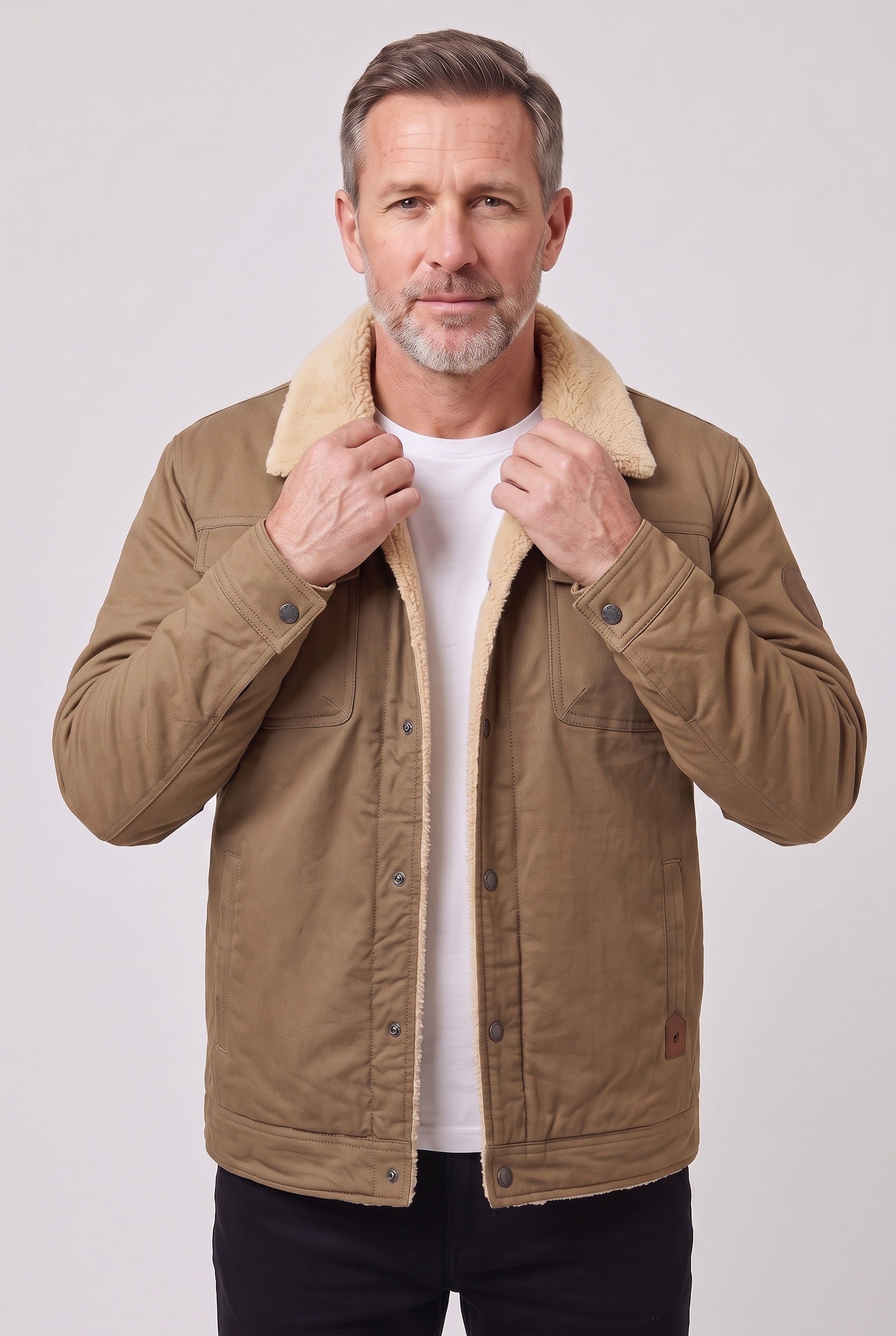 Men's Jacket | Fleece-Lined Trucker - Khaki