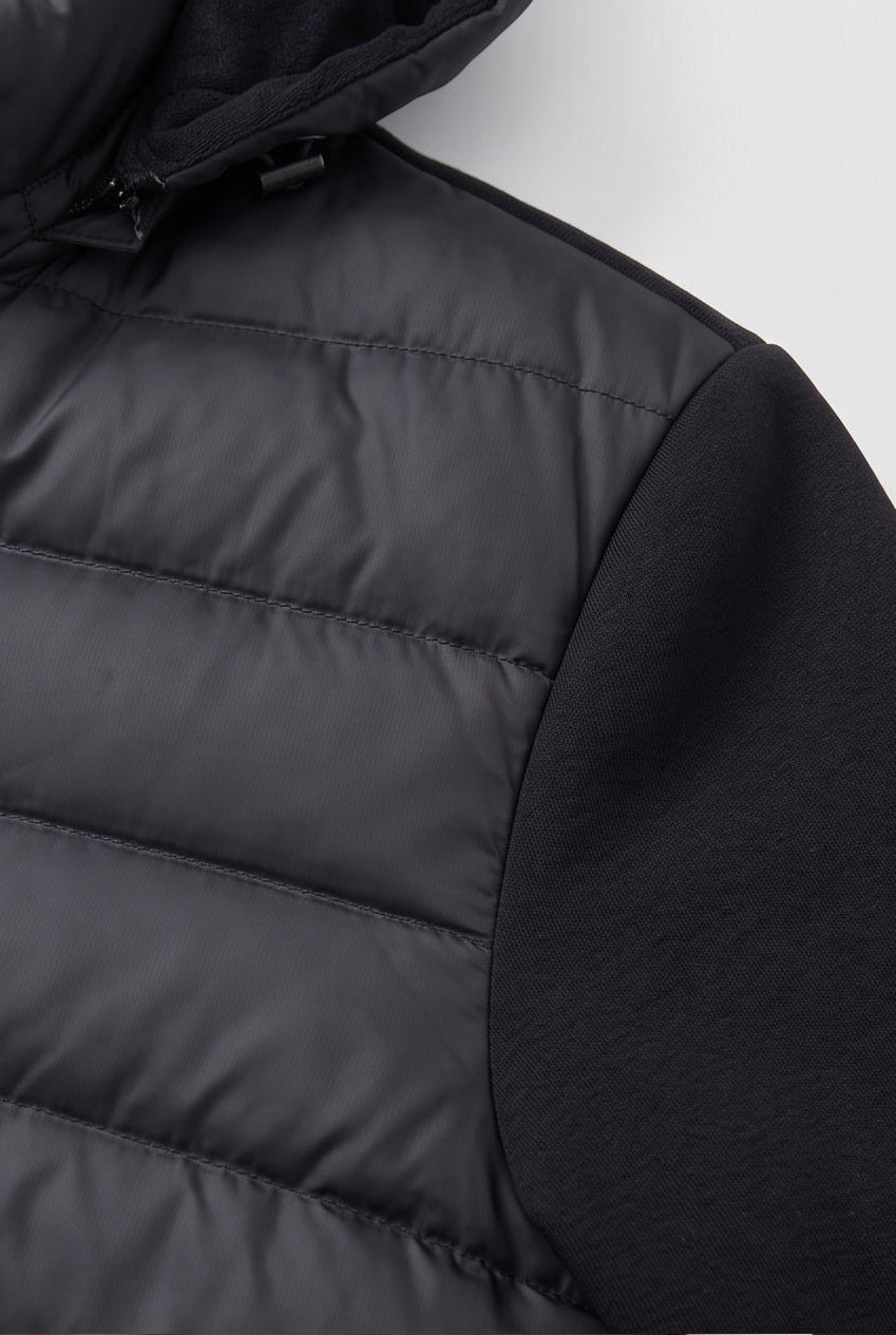 Men's Jacket | Hooded Quilted Hybrid - Black detail