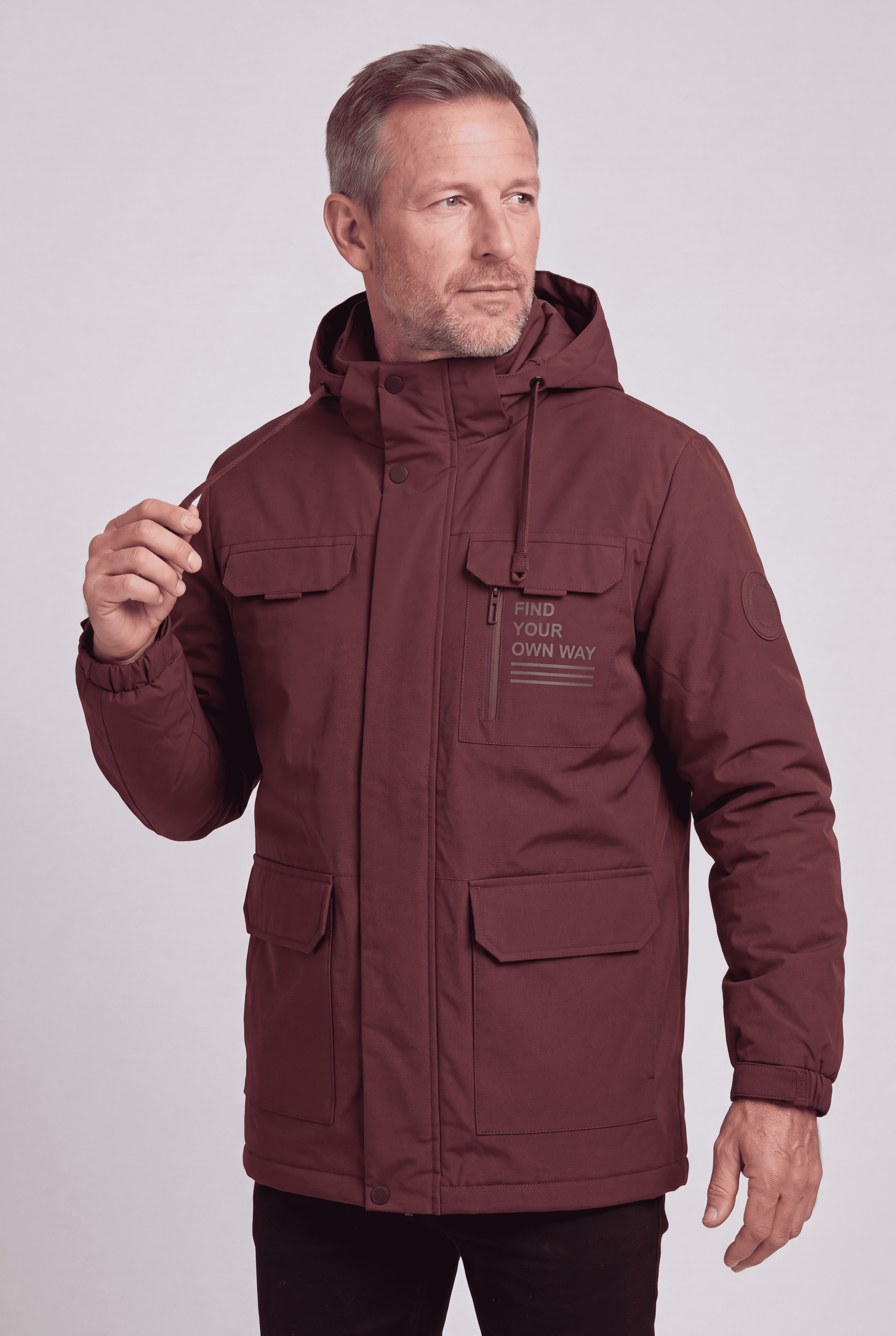 Men's Jacket | Hooded Waterproof Utility - Red (1) 
