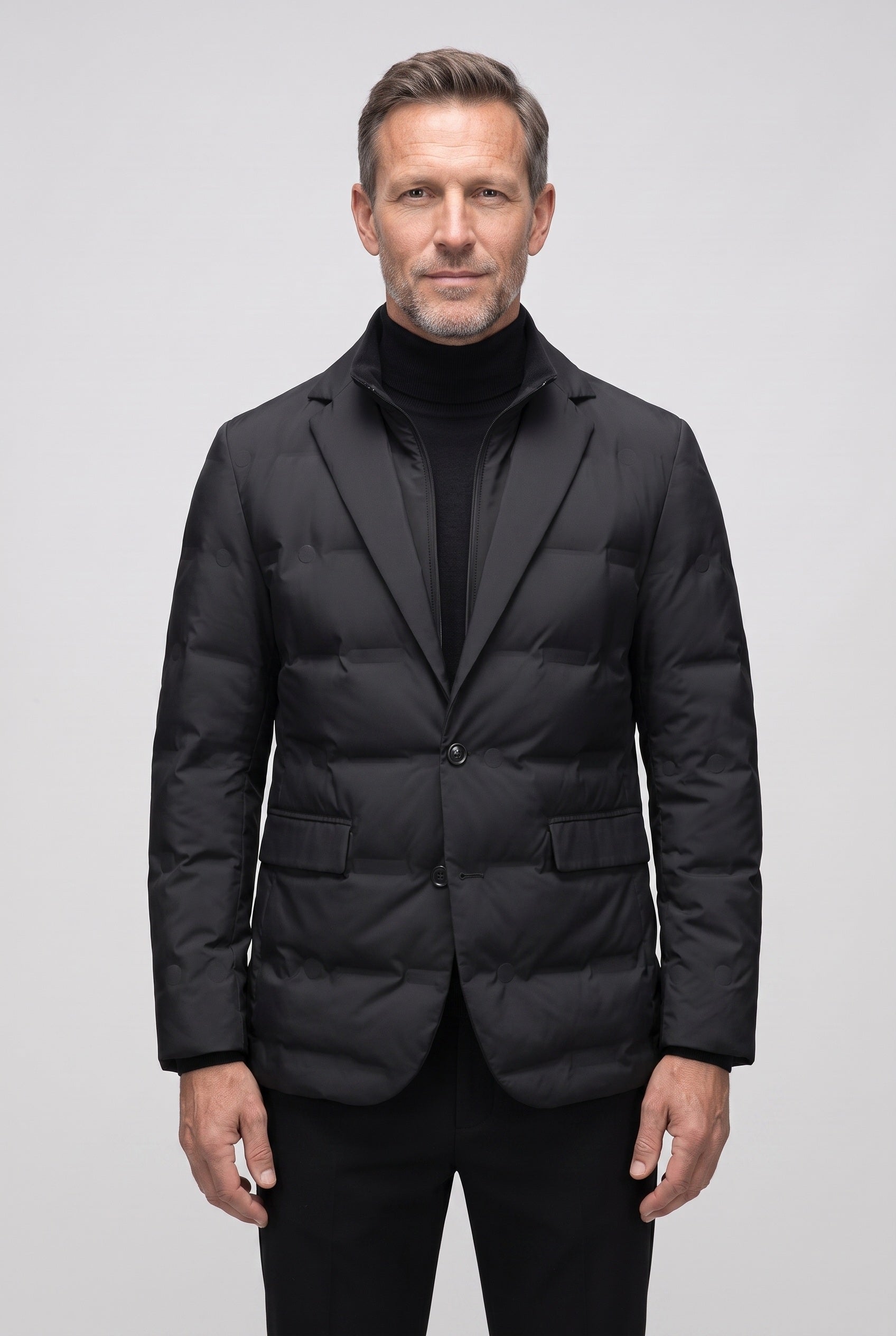 Men's Jacket | Quilted Lapel Front - Black