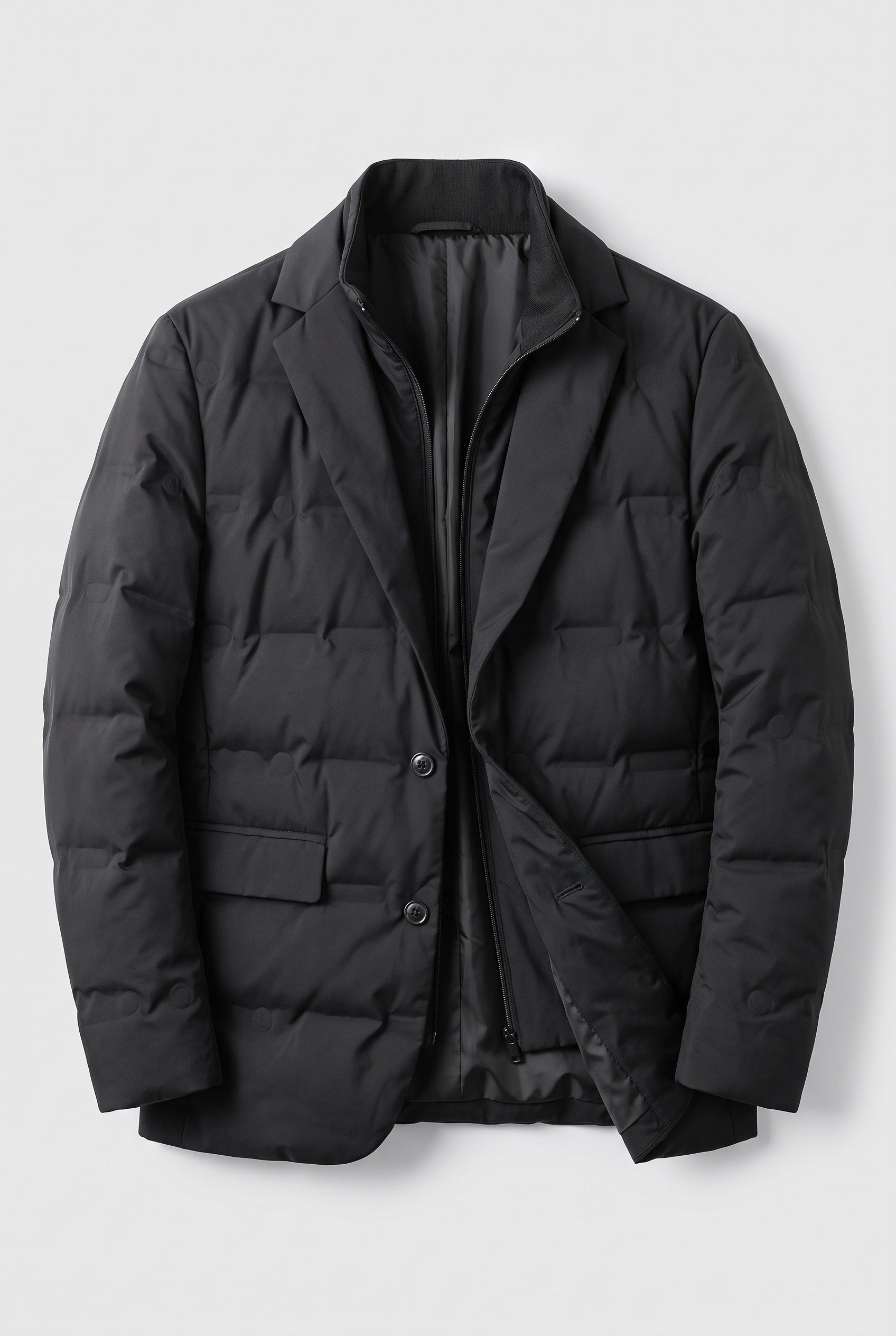 Men's Jacket | Quilted Lapel Front - Black detail