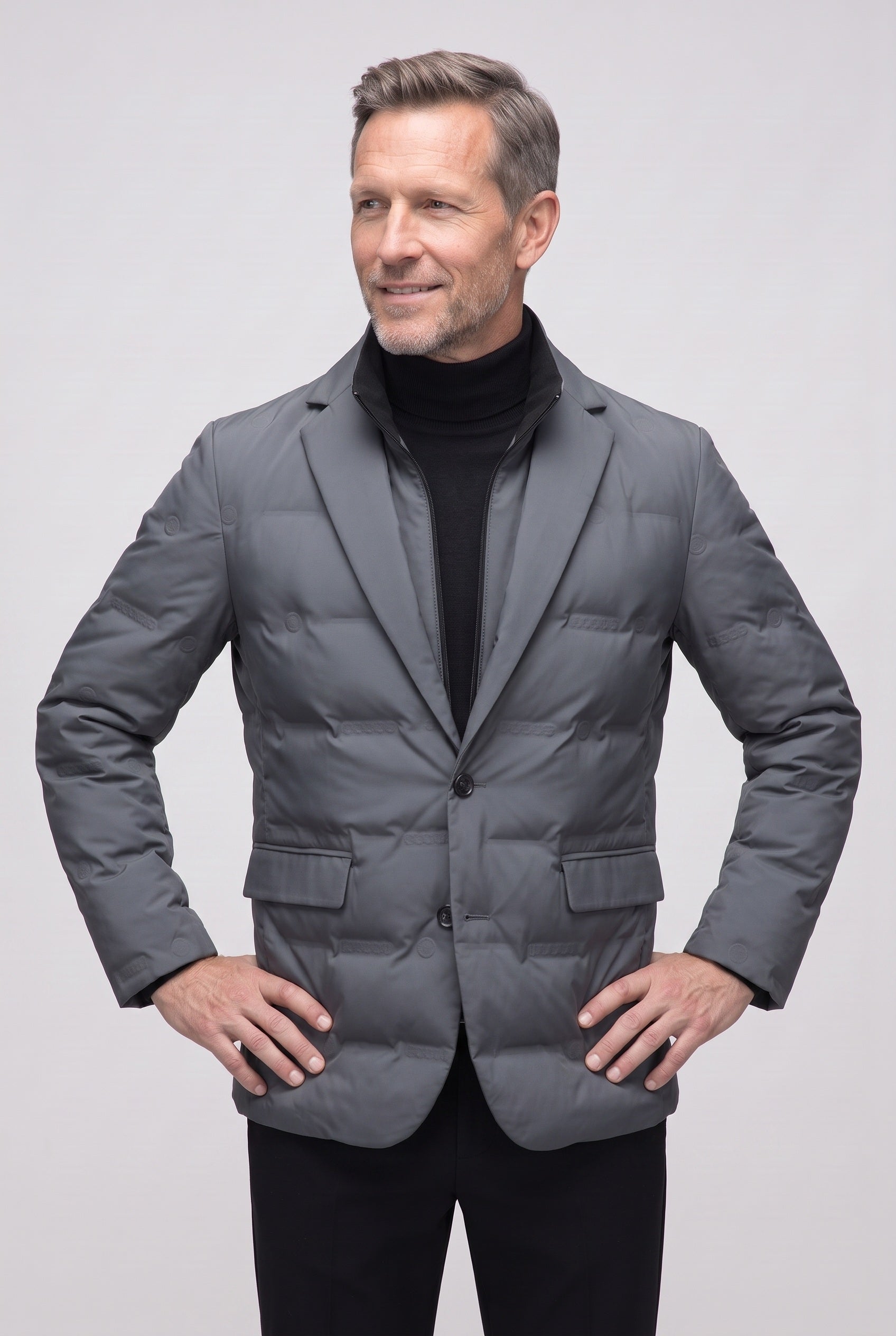 Men's Jacket | Quilted Lapel Front - Grey