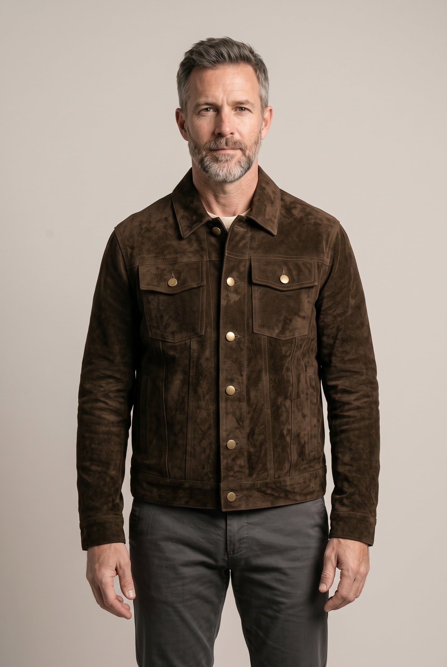 Men's Jacket | Suede-Look Trucker Chest Pocket - 20