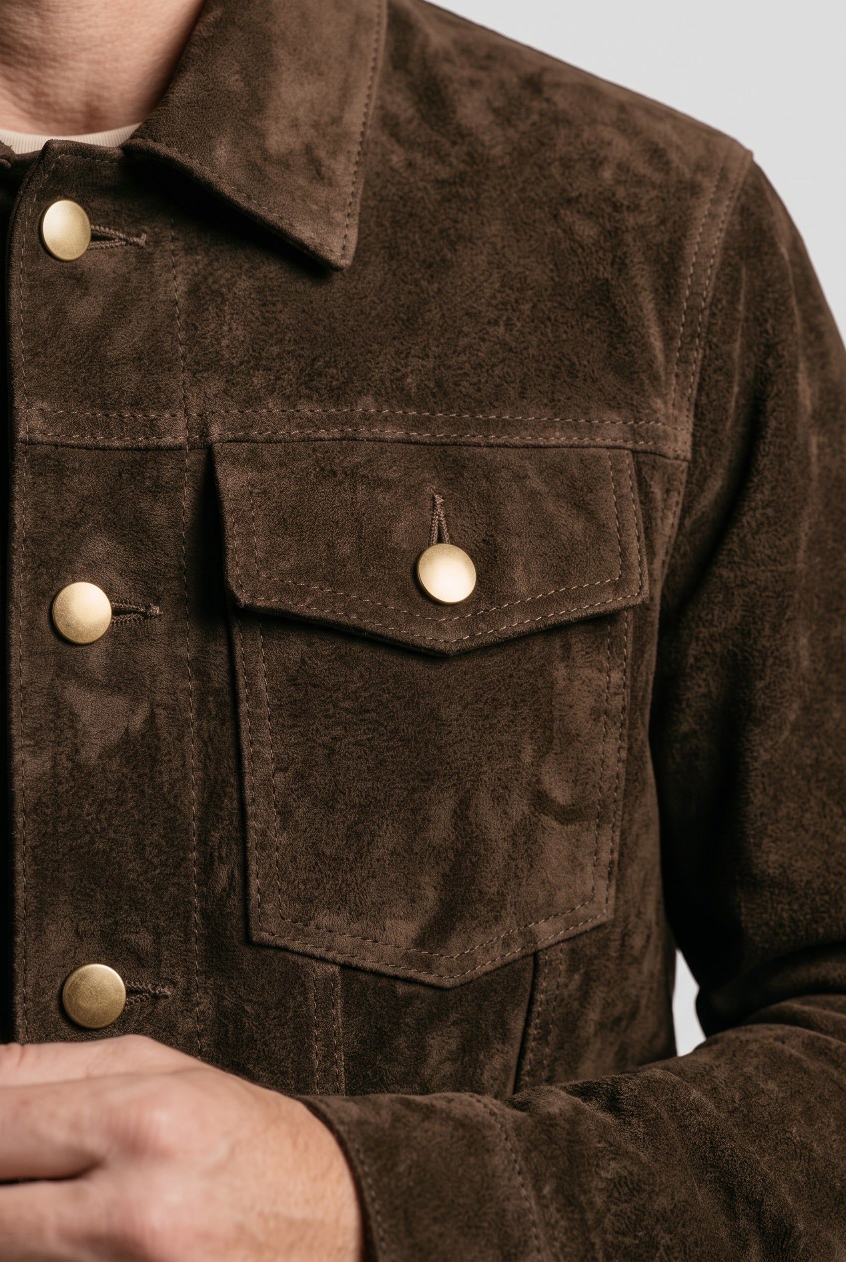 Men's Jacket | Suede-Look Trucker Chest Pocket - 23