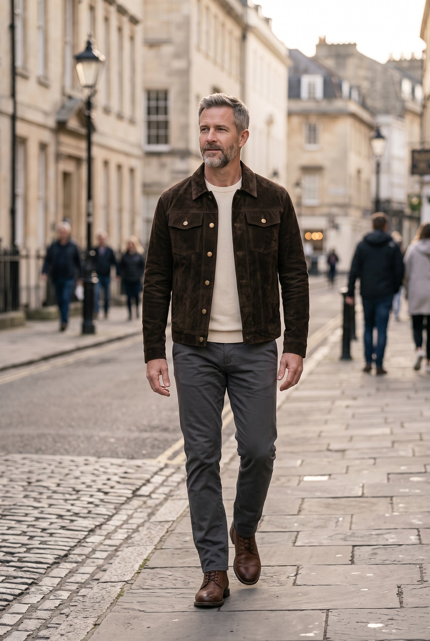 Men's Jacket | Suede-Look Trucker Chest Pocket - 24