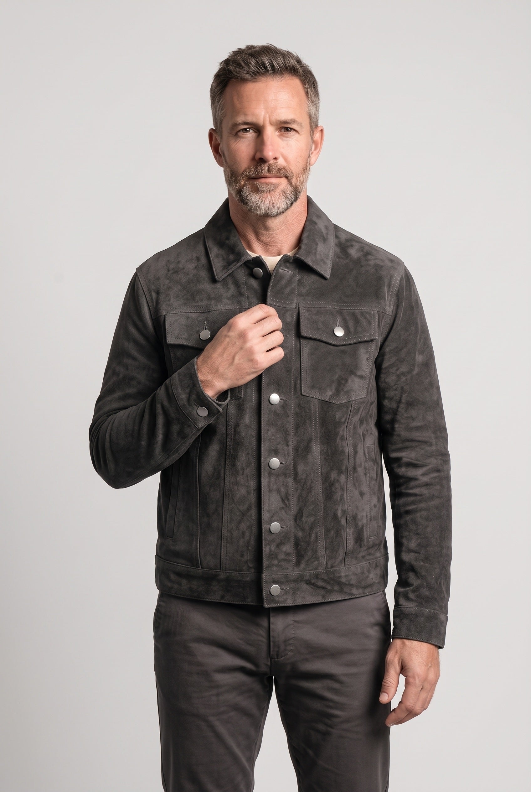 Men's Jacket | Suede-Look Trucker Chest Pocket - 27