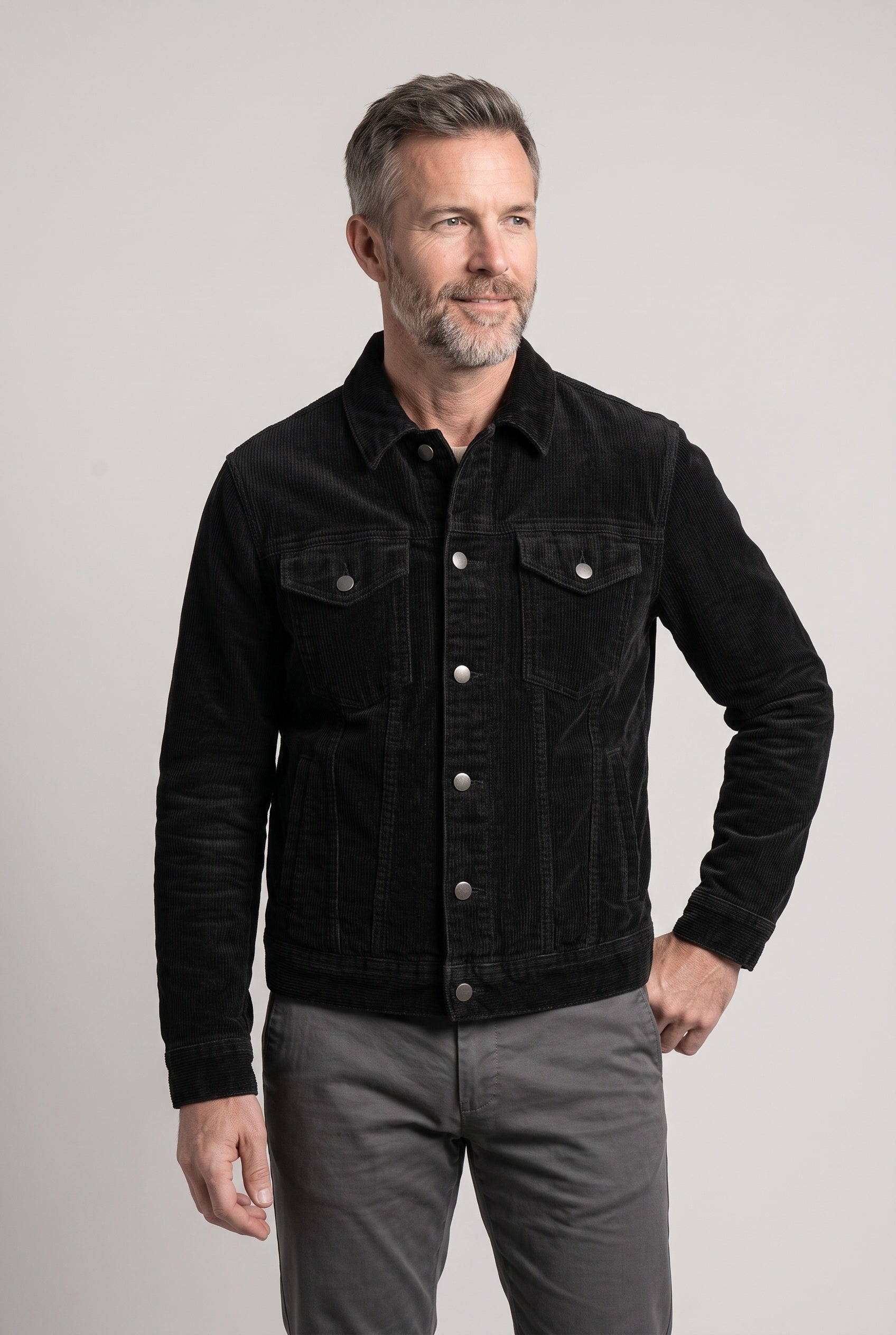 Men's Jacket | Suede-Look Trucker Chest Pocket - 28