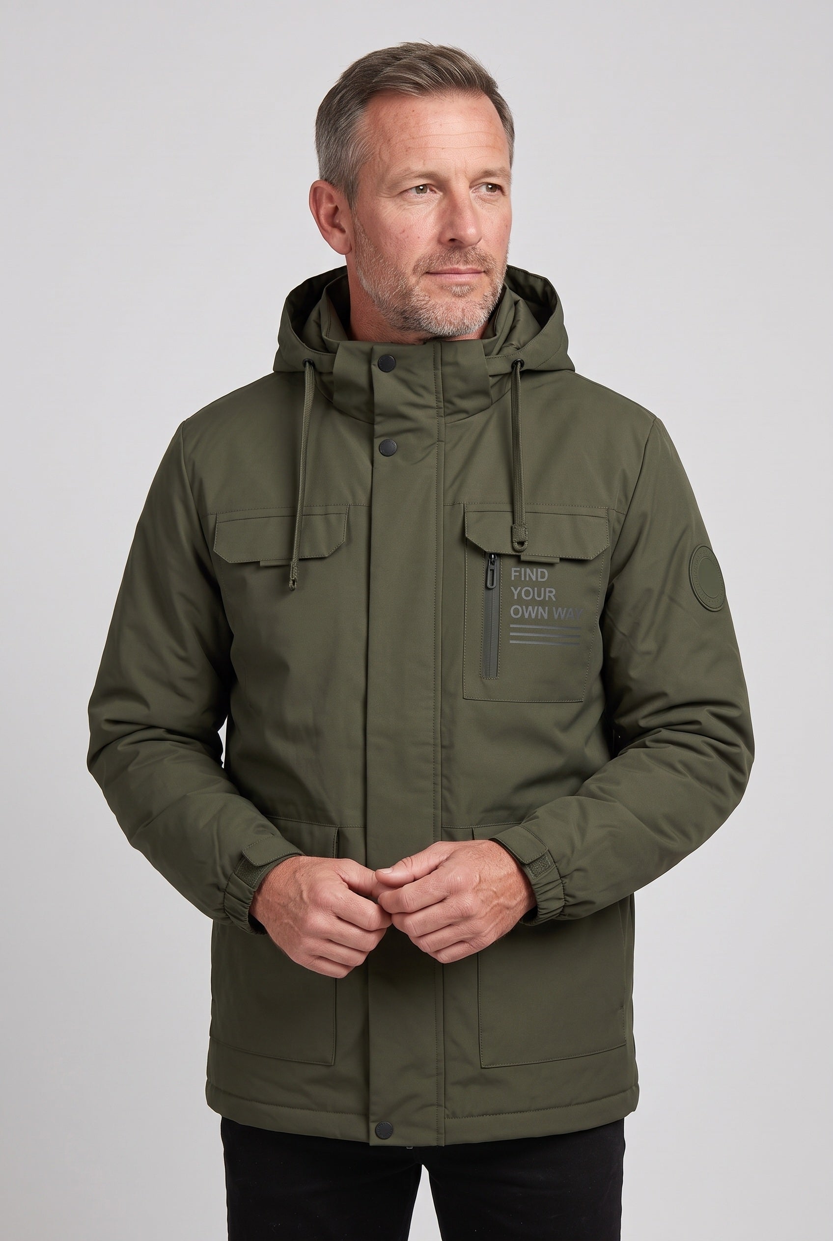 Men's Jacket | Hooded Waterproof Utility - Dark Green