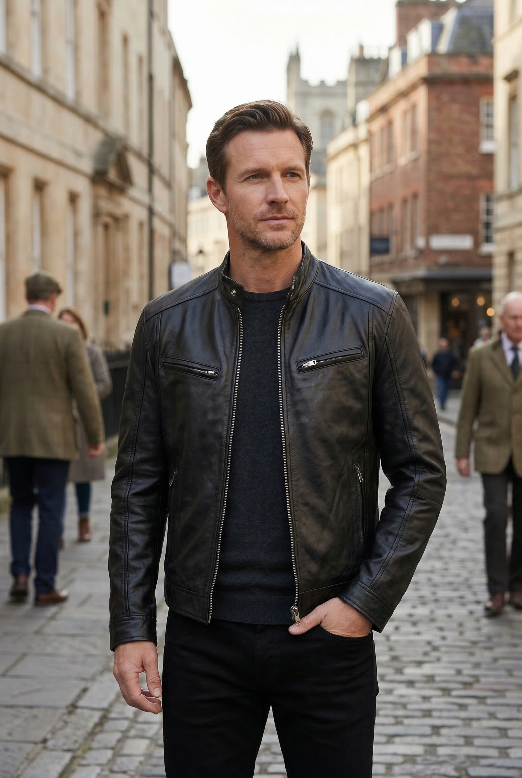 Men’s Jackets | Leather Look with Multiple Zip Pockets - 4