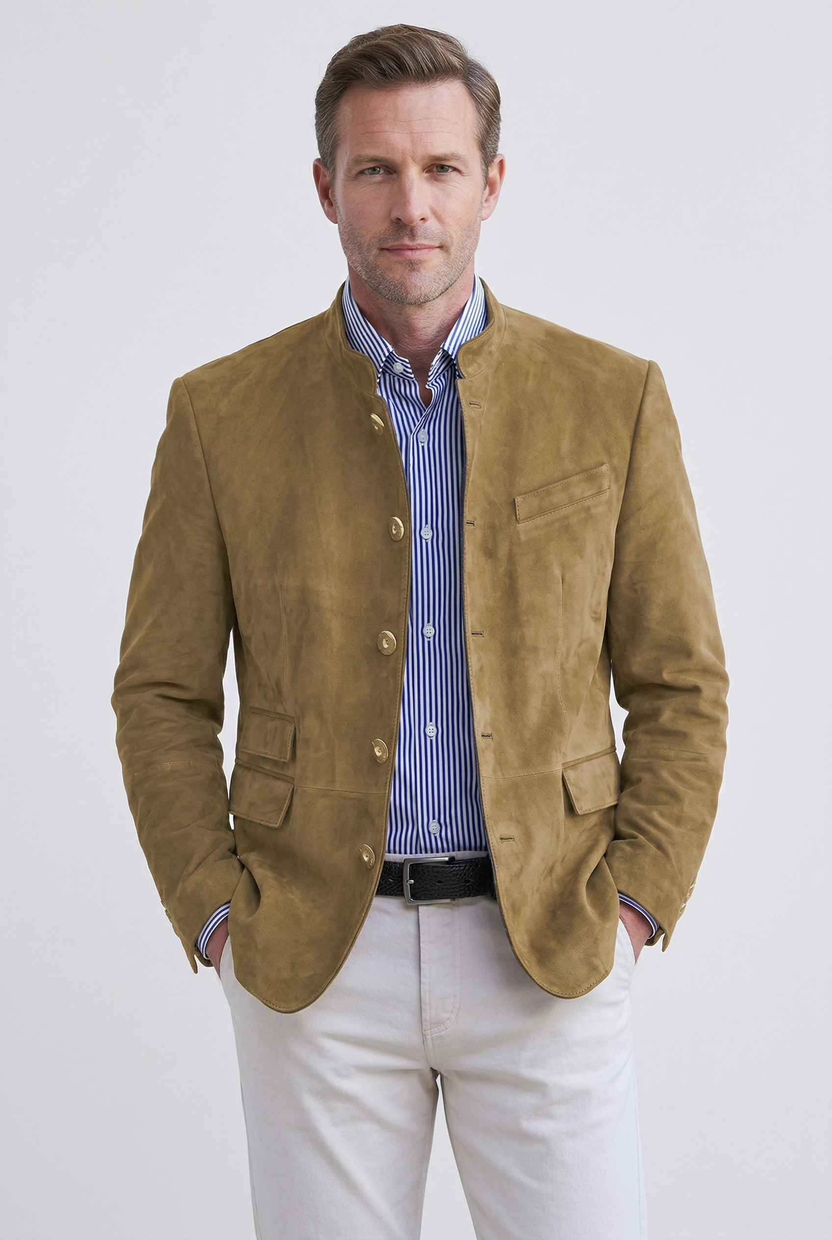 Men’s Jackets | Suede Look with Stand Collar - 1