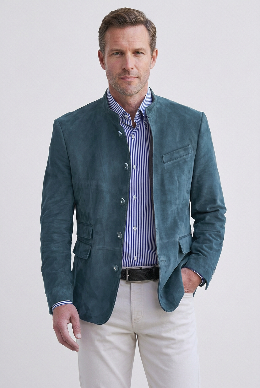Men’s Jackets | Suede Look with Stand Collar - 5