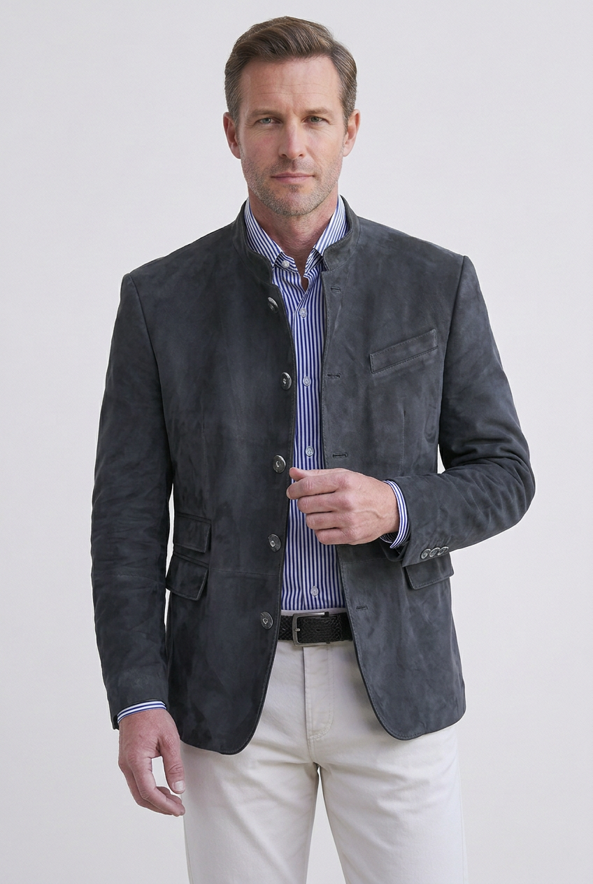 Men’s Jackets | Suede Look with Stand Collar - 6